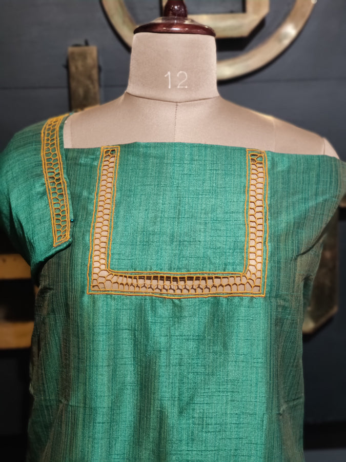 Semi Silk Twine Cutwork Kurta Material | TC186