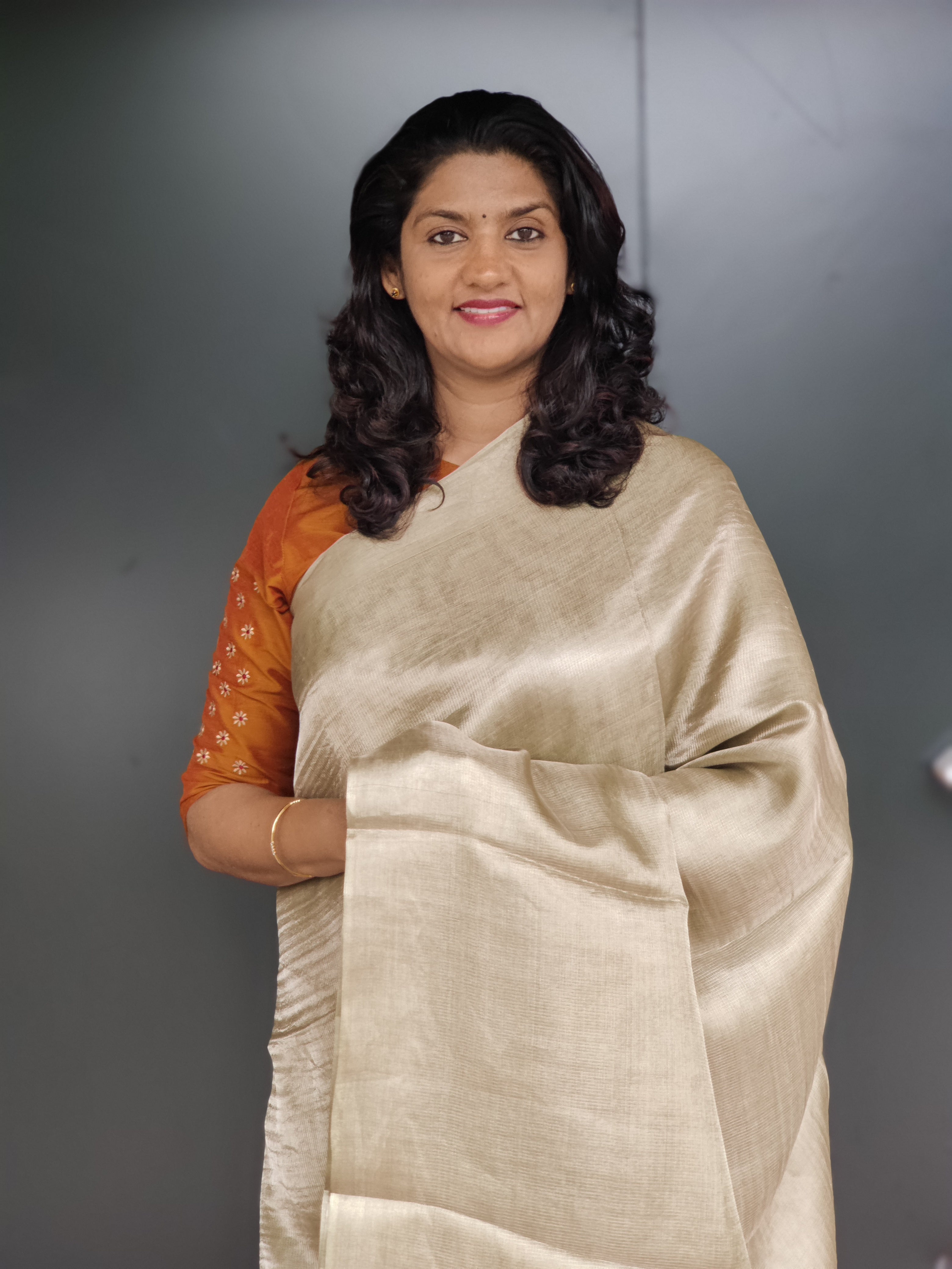 Check Weaving Pattern Tissue Tussar Saree | HS1148