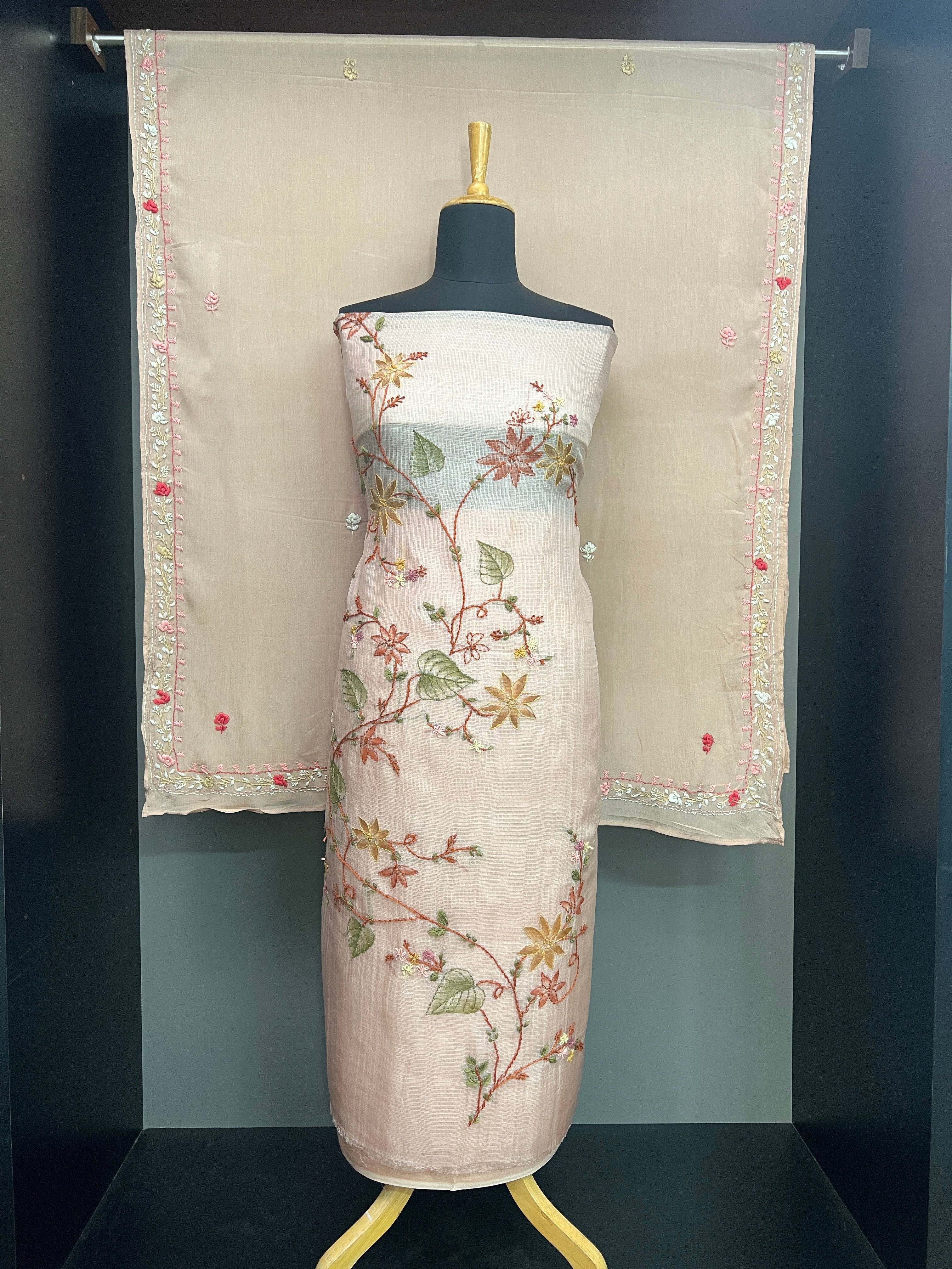 Floral Embroidery Detailed Kota Salwar Set | SBS1415