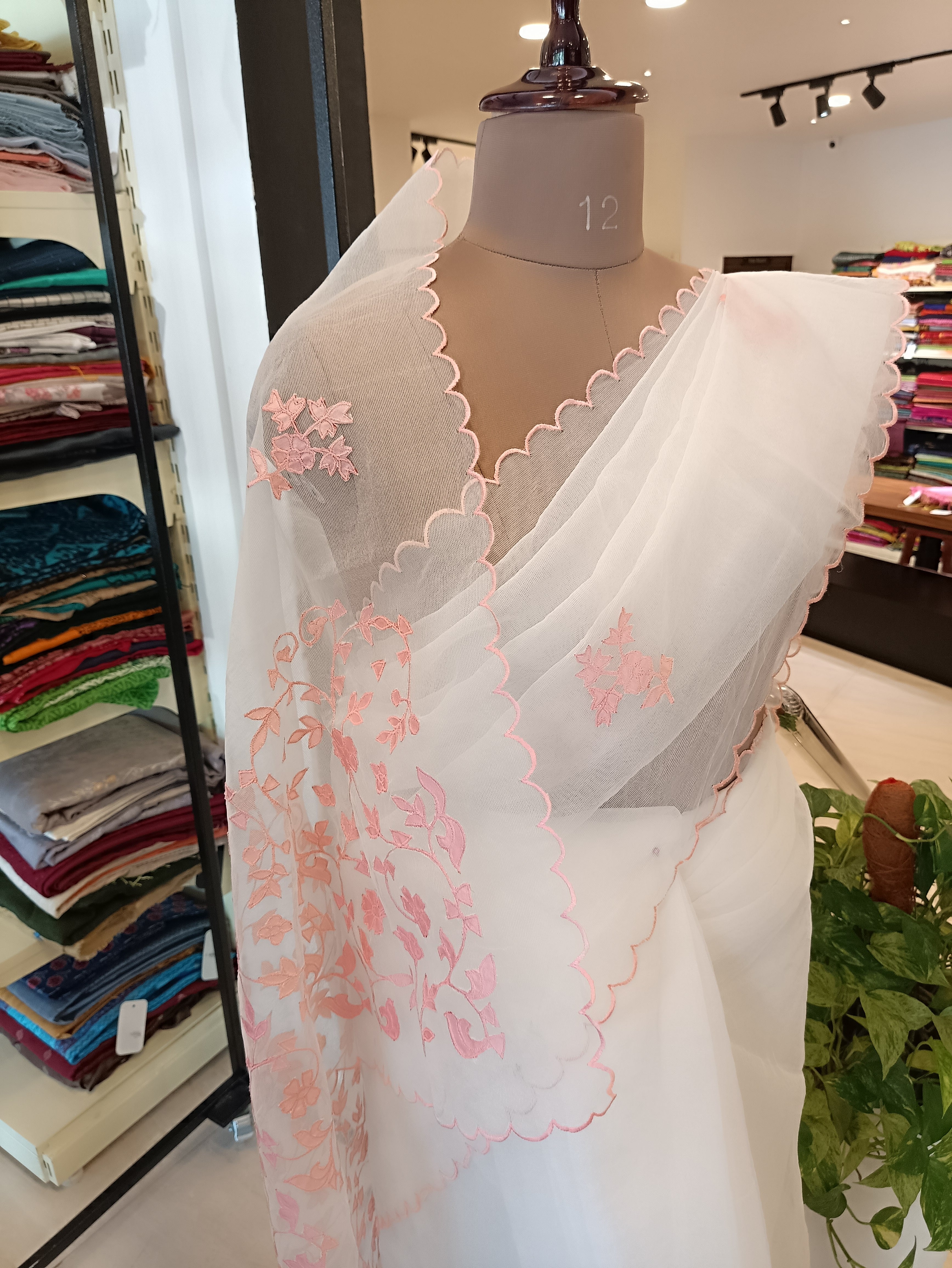 Applique Work Design Organza Saree | TOT134
