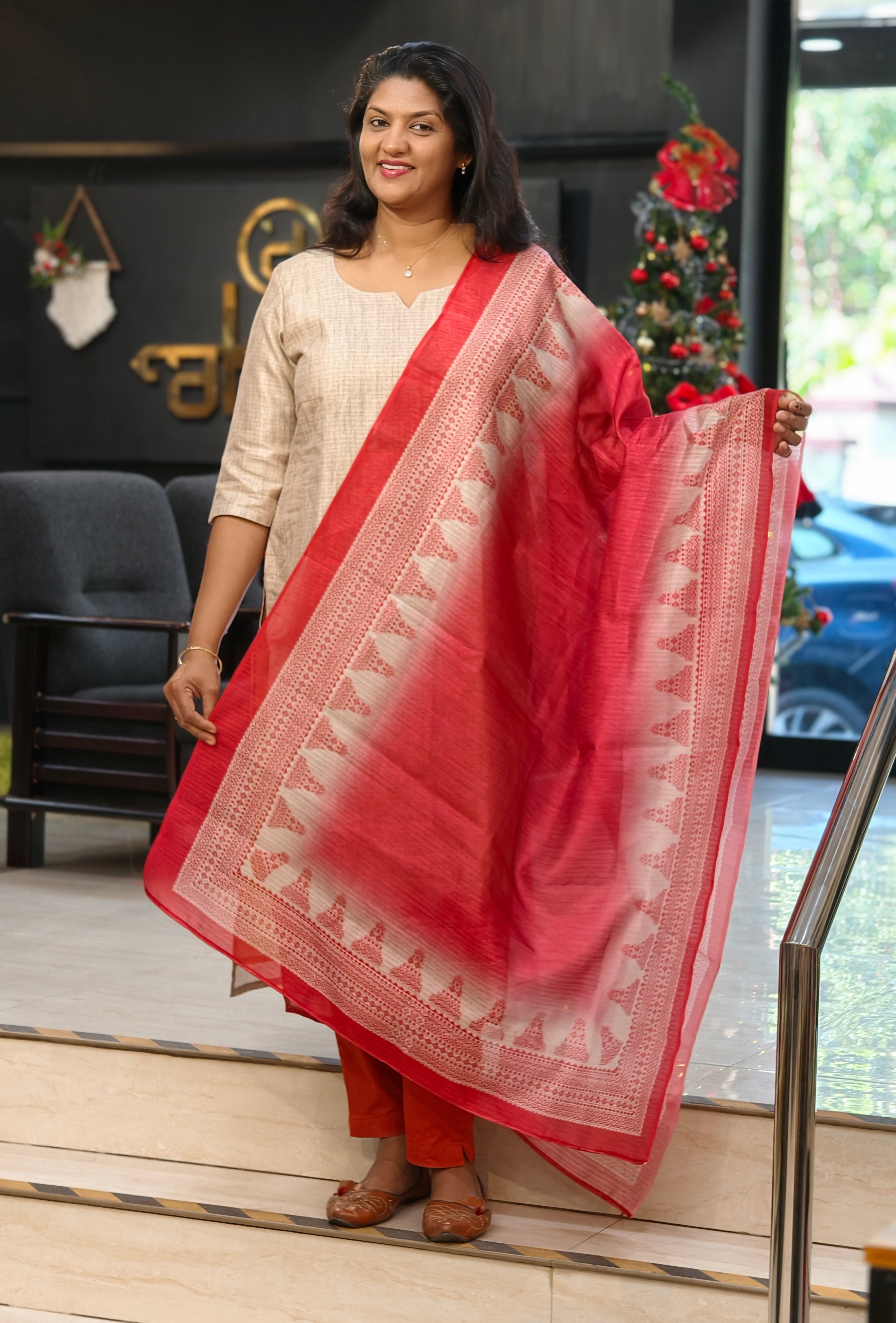 Printed Semi Tussar Salwar Set | SSN475