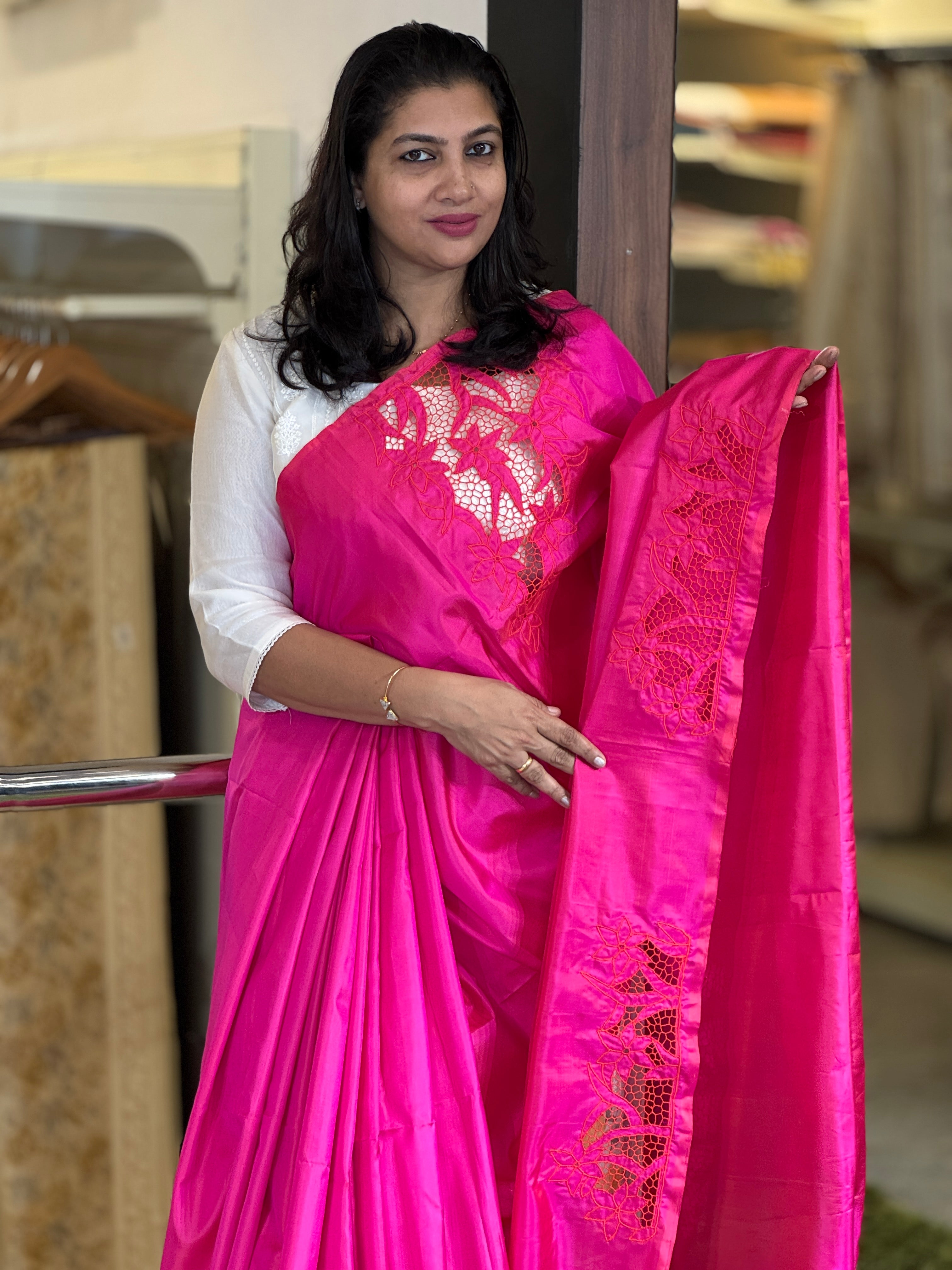 Twine Cutwork Placement Detailed Silk Saree | TC373