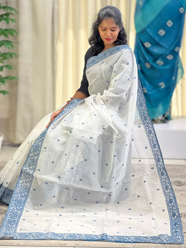 Machine Embroidery Check Patterned Organza saree | BLD1386