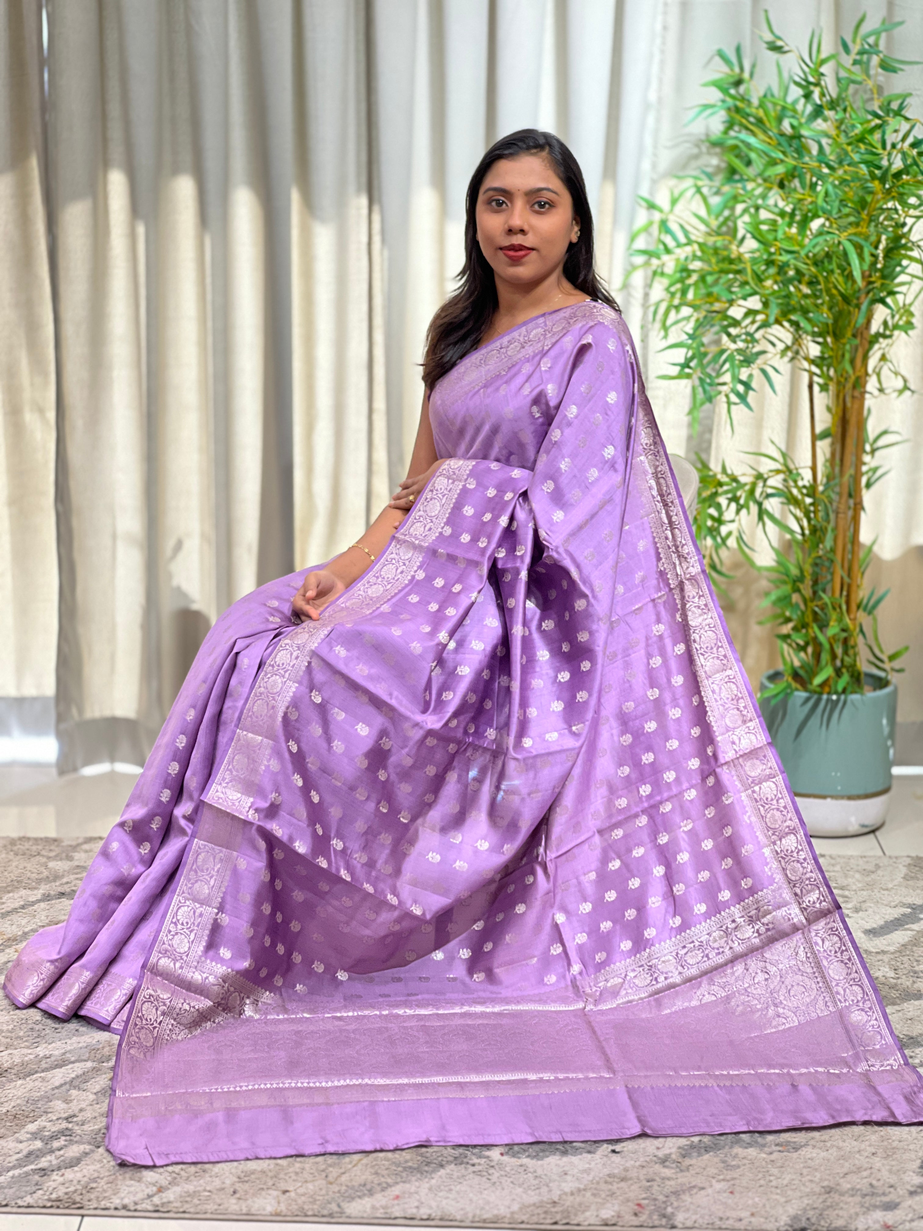 Buta Woven Banarasi Silk Chanderi Saree | GA141