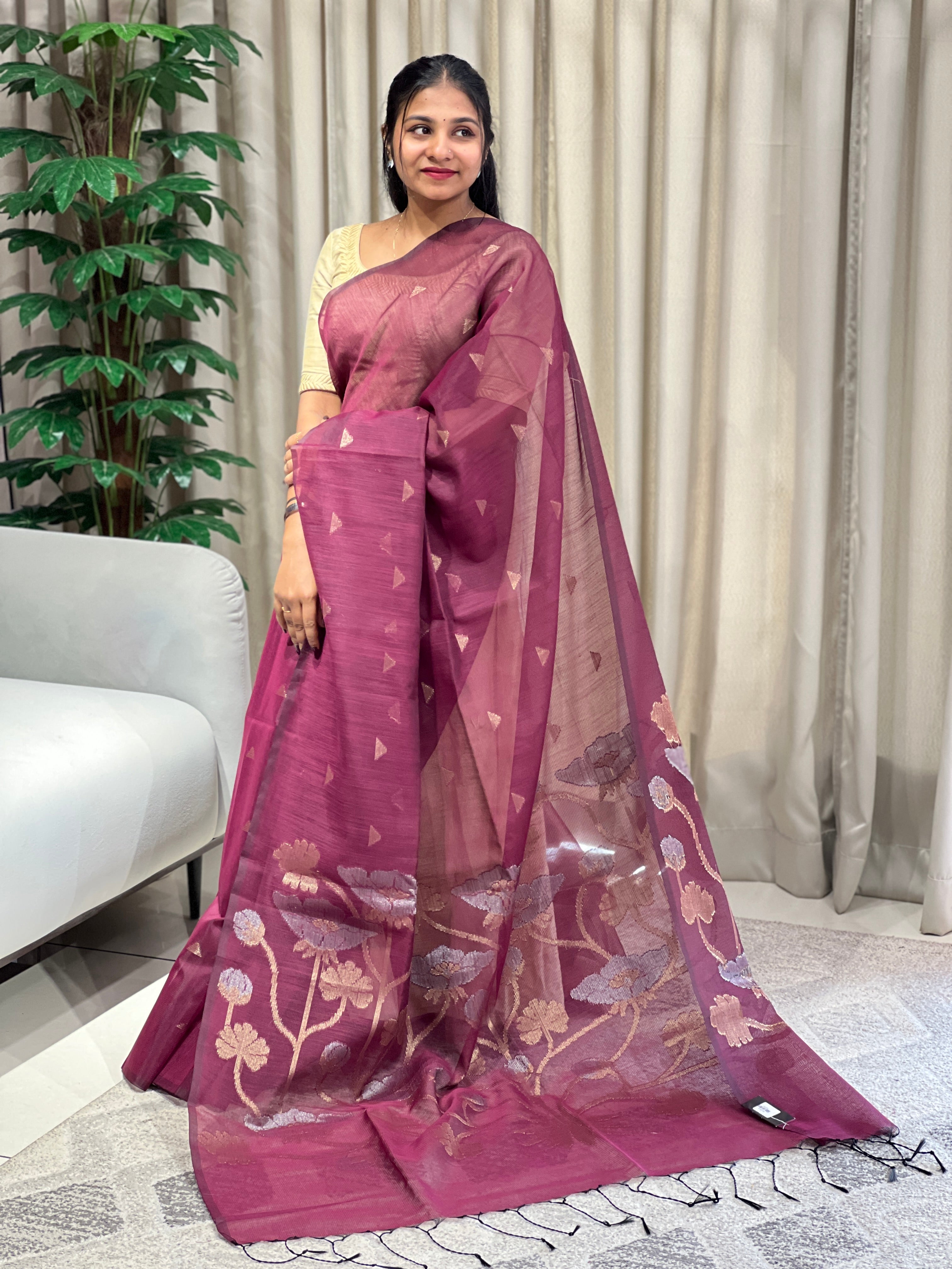 Zari Woven Cotton Silk Saree | YNG1004