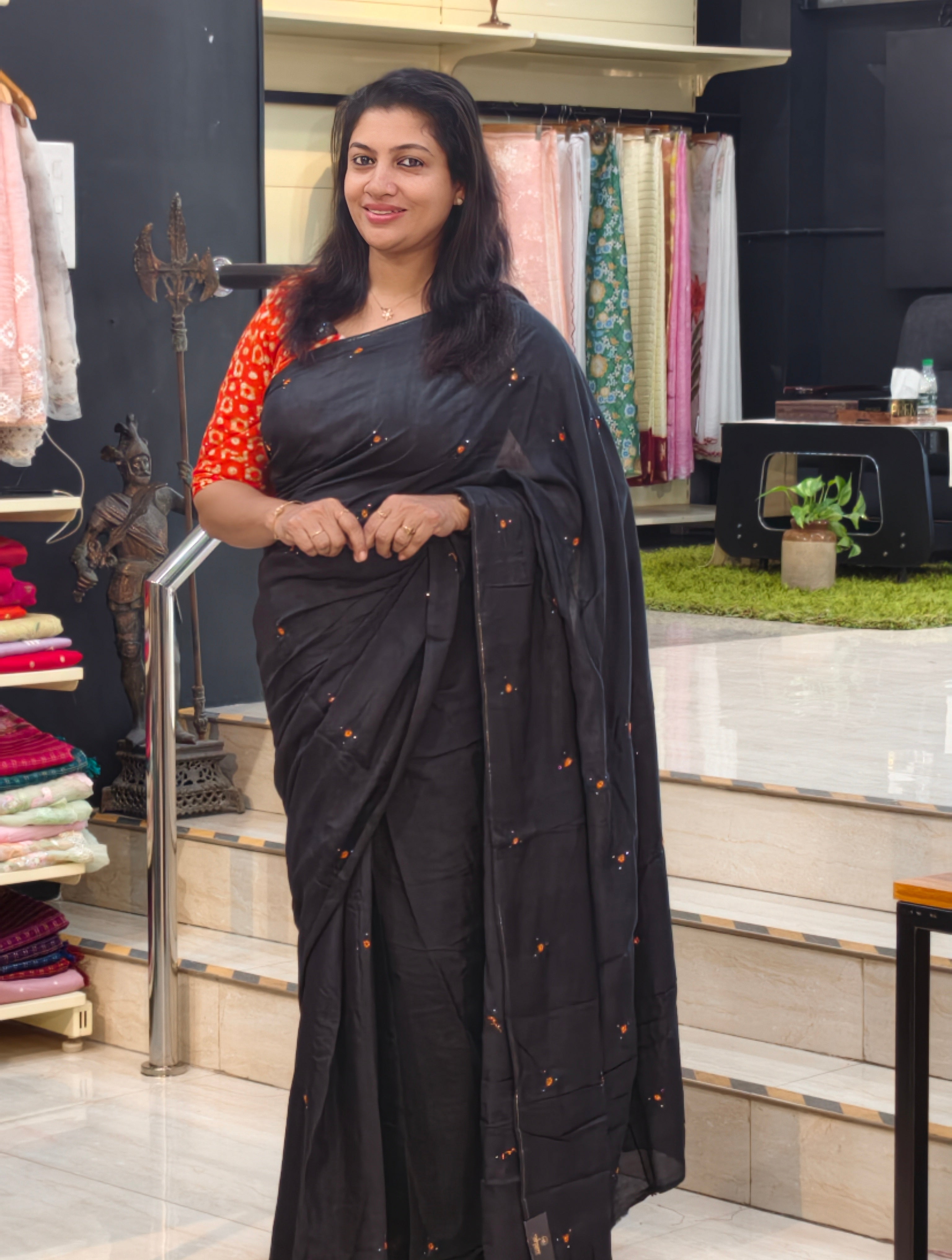 Mukaish Work Detailed Semi Modal Saree | SF1327