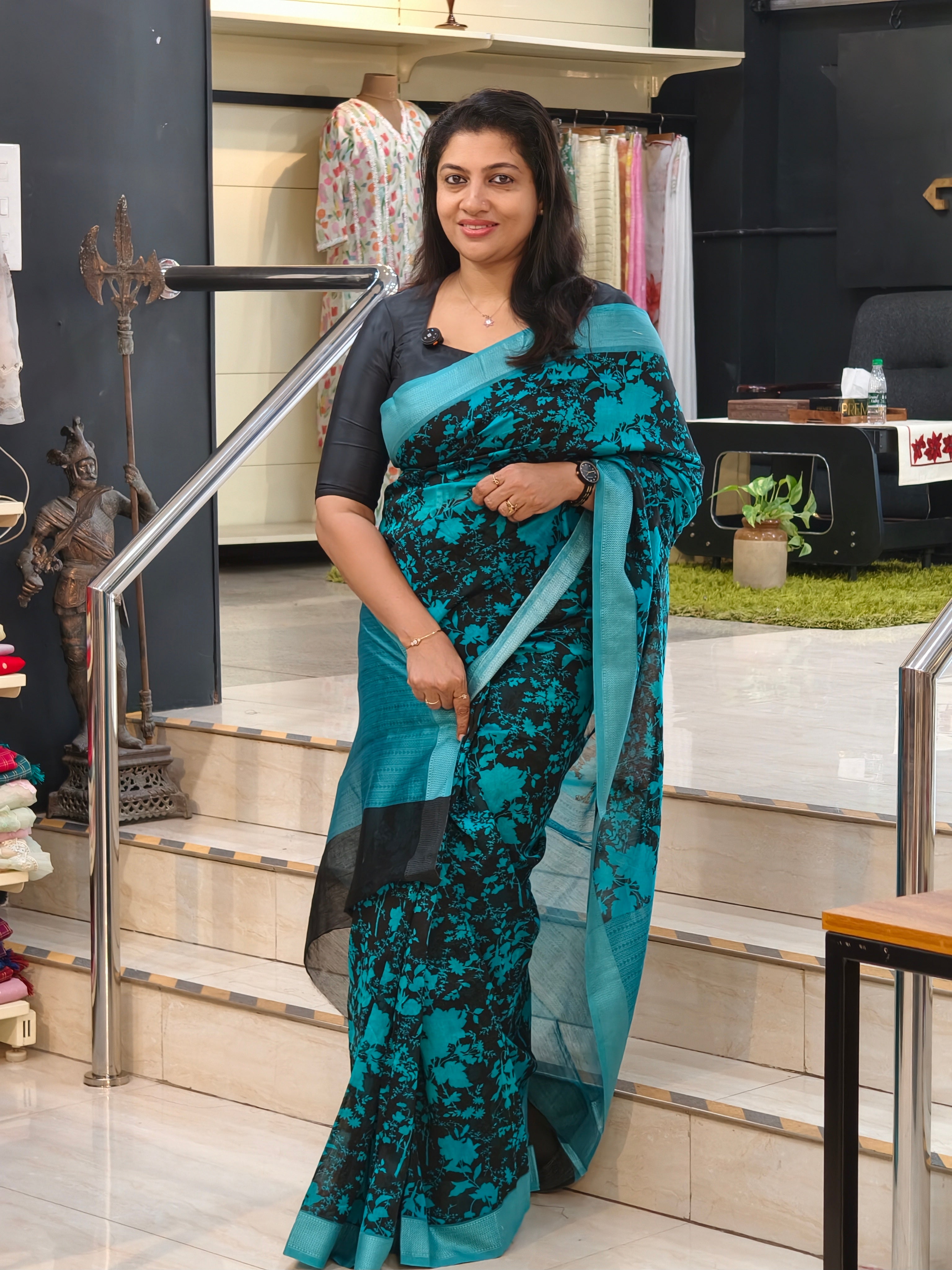 Floral Jaal Printed Chanderi Saree | RGD1035