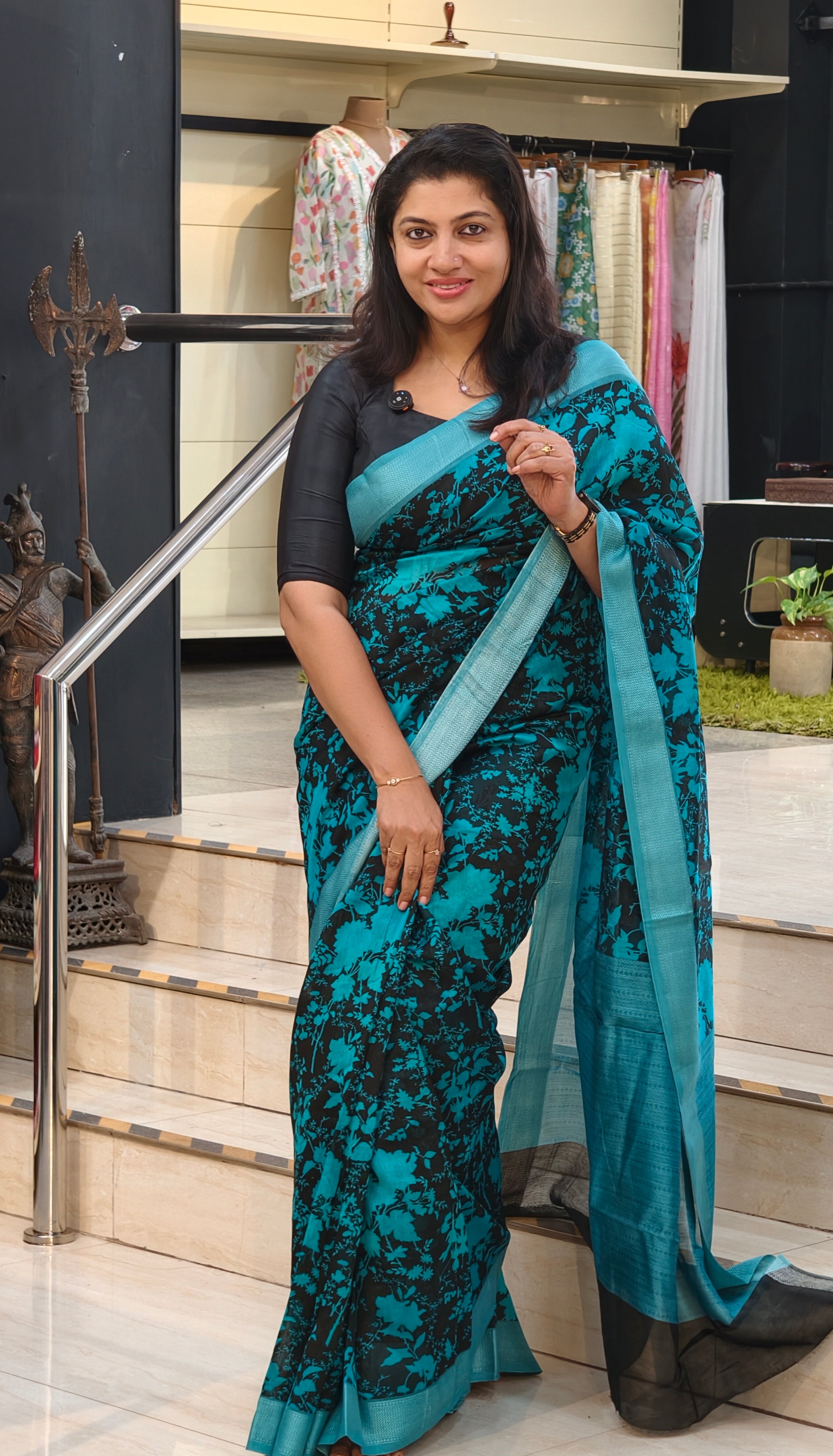 Floral Jaal Printed Chanderi Saree | RGD1035