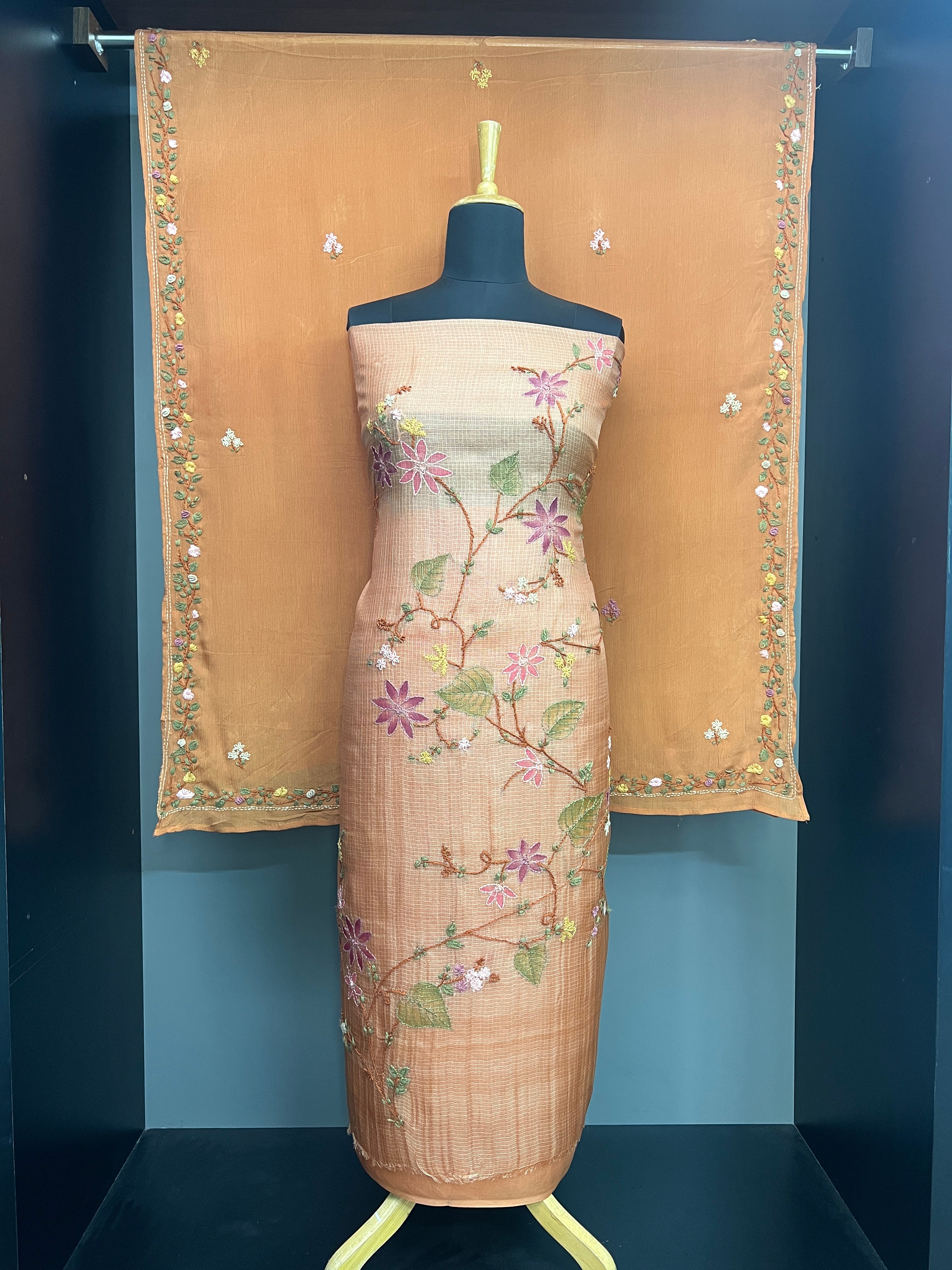 Floral Embroidery Detailed Kota Salwar Set | SBS1416