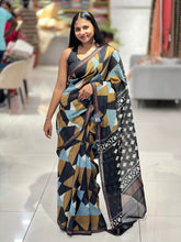 Geometric Printed Chanderi Saree | SBS1347