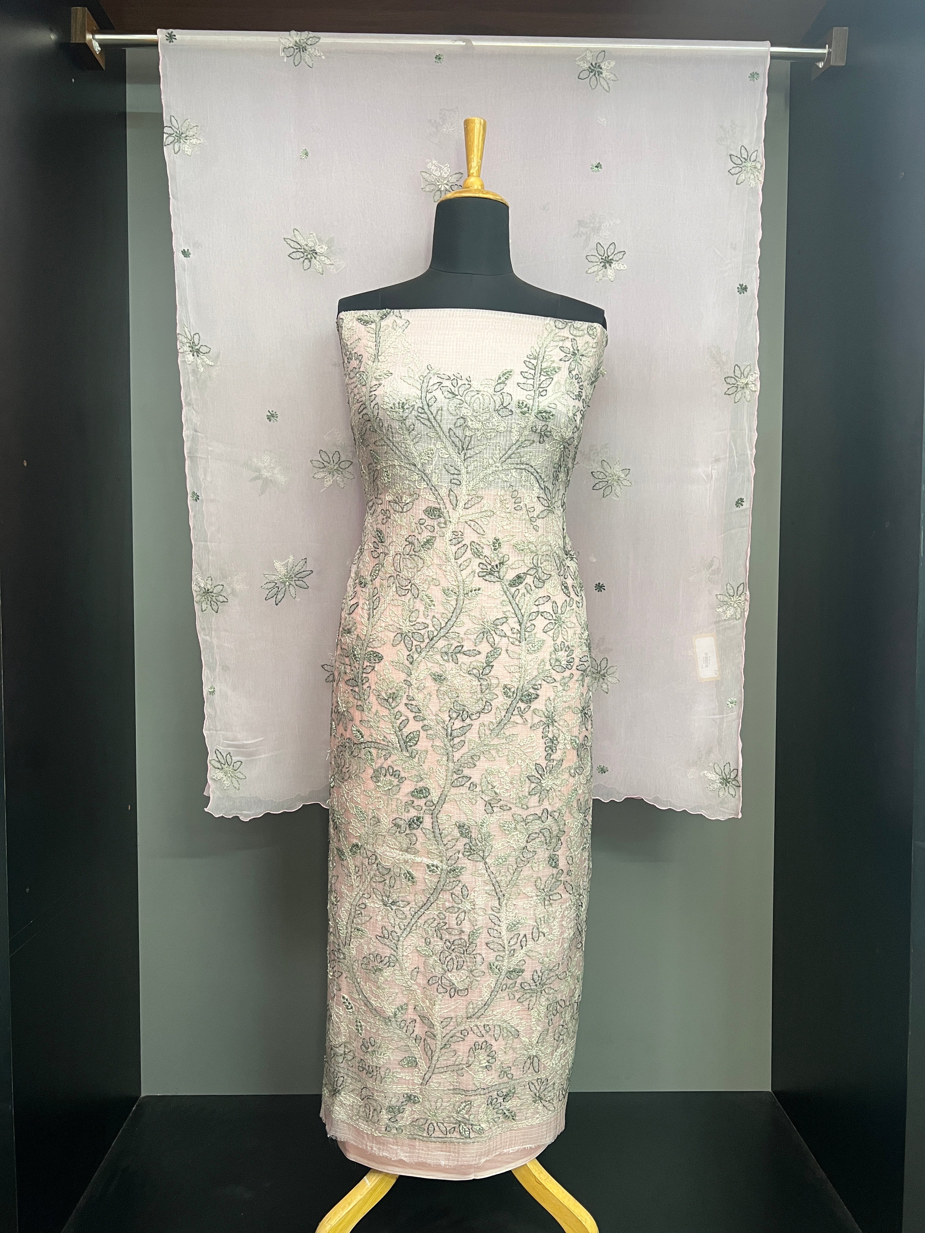 Kantha Floral Embroidery Detailed Kota Salwar Set | SBS1419