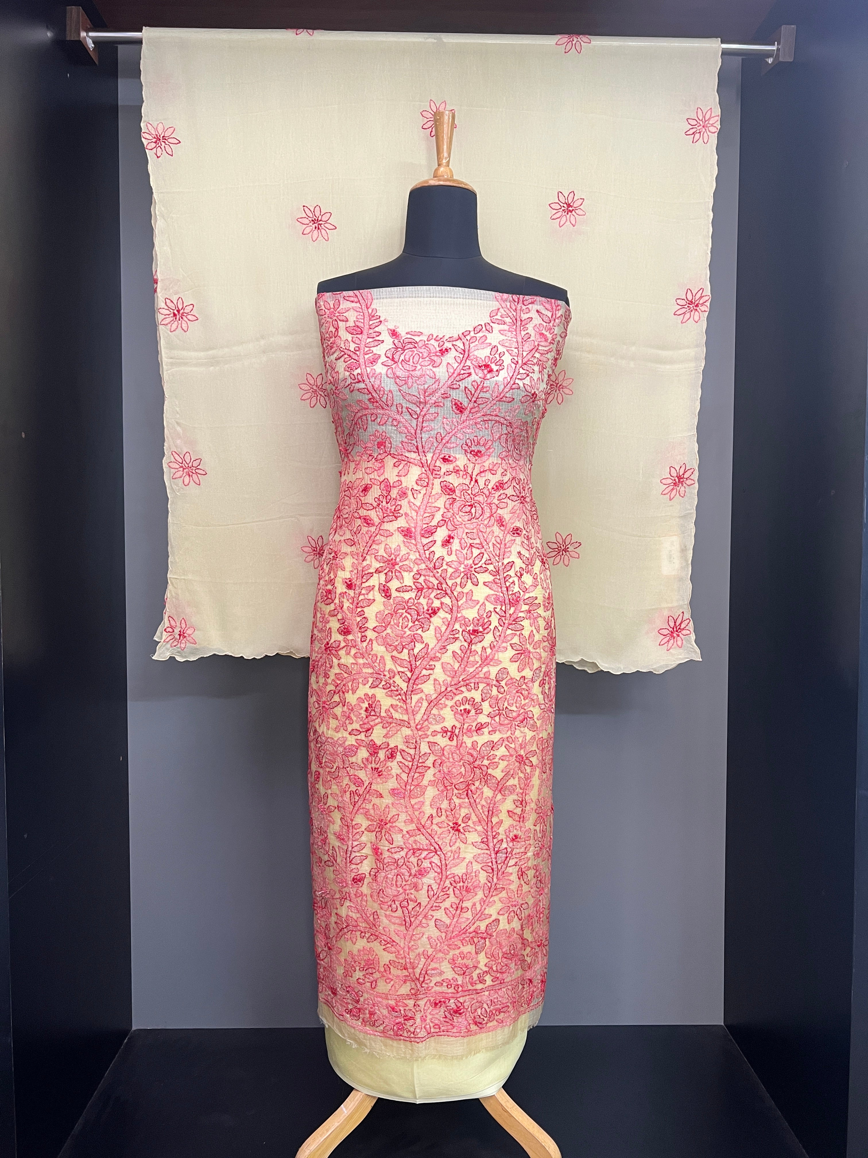 Kantha Floral Embroidery Detailed Kota Salwar Set | SBS1421