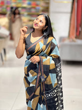 Geometric Printed Chanderi Saree | SBS1347