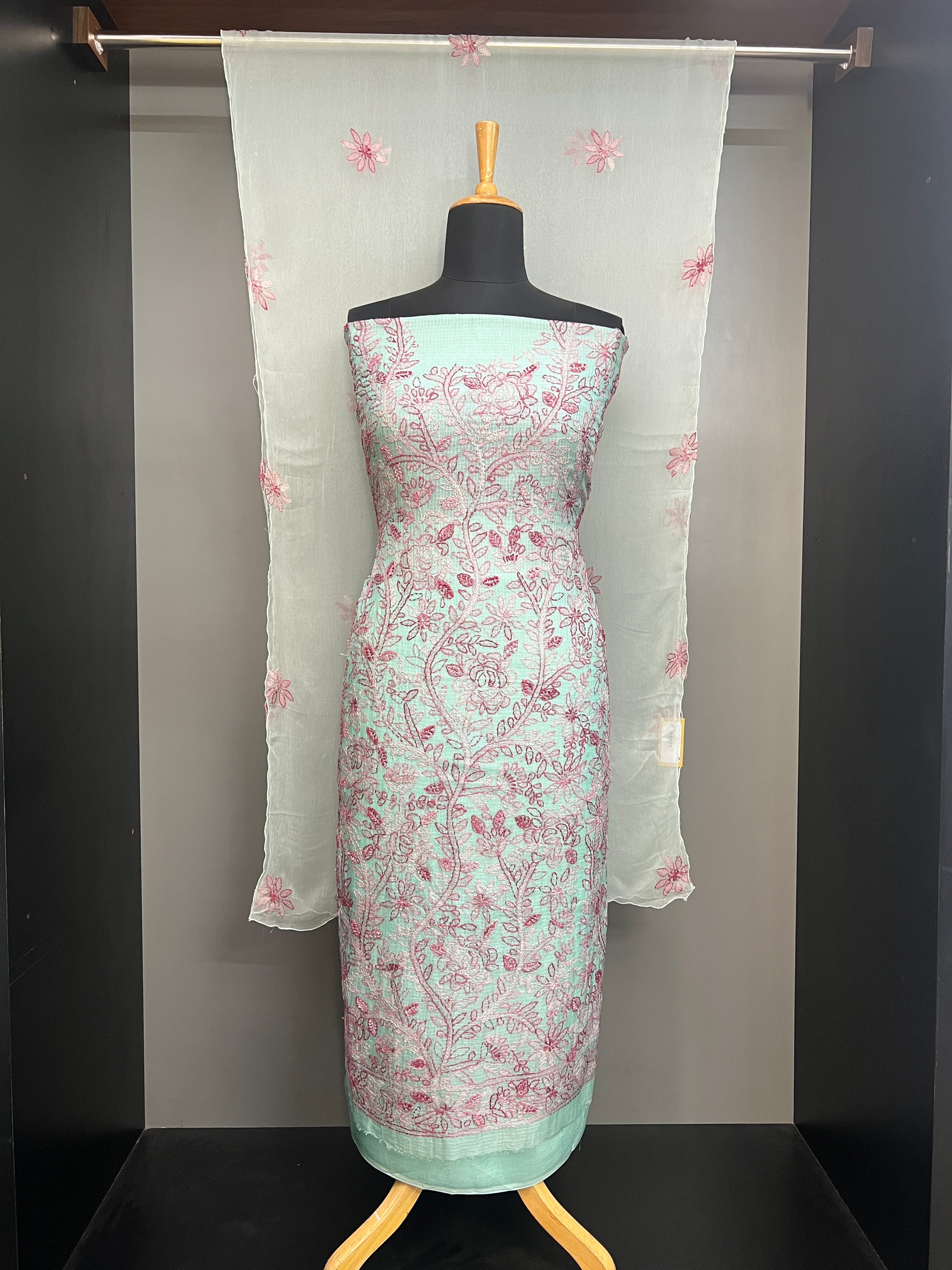 Kantha Floral Embroidery Detailed Kota Salwar Set | SBS1420