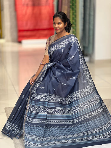 Floral Print With Zari Border Detailed Chanderi Silk Saree | VDA110