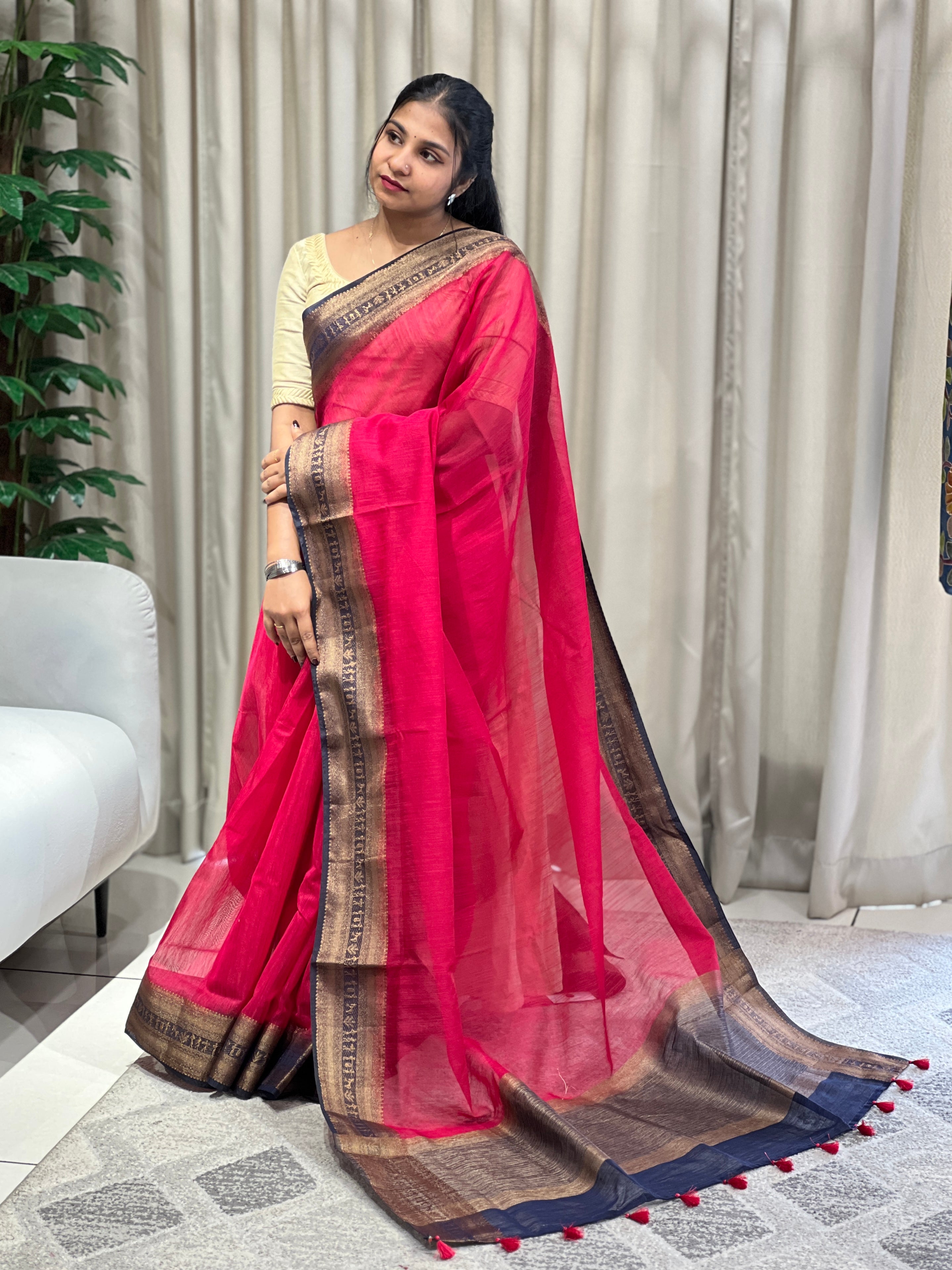 Warli Border Detailed Cotton Silk Saree | YNG986