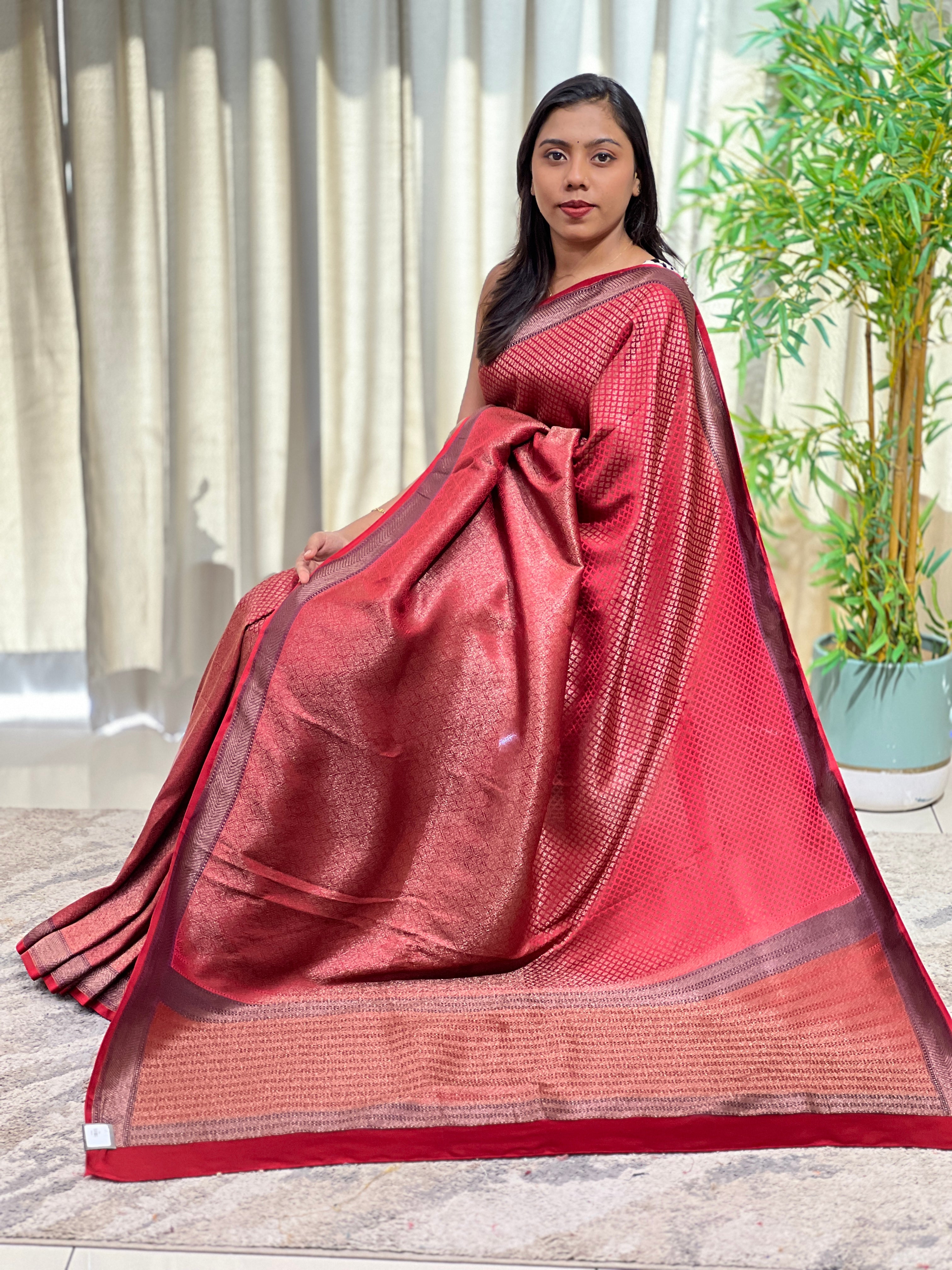 Floral Pattern Rangat Bordered Georgette Saree | MB191