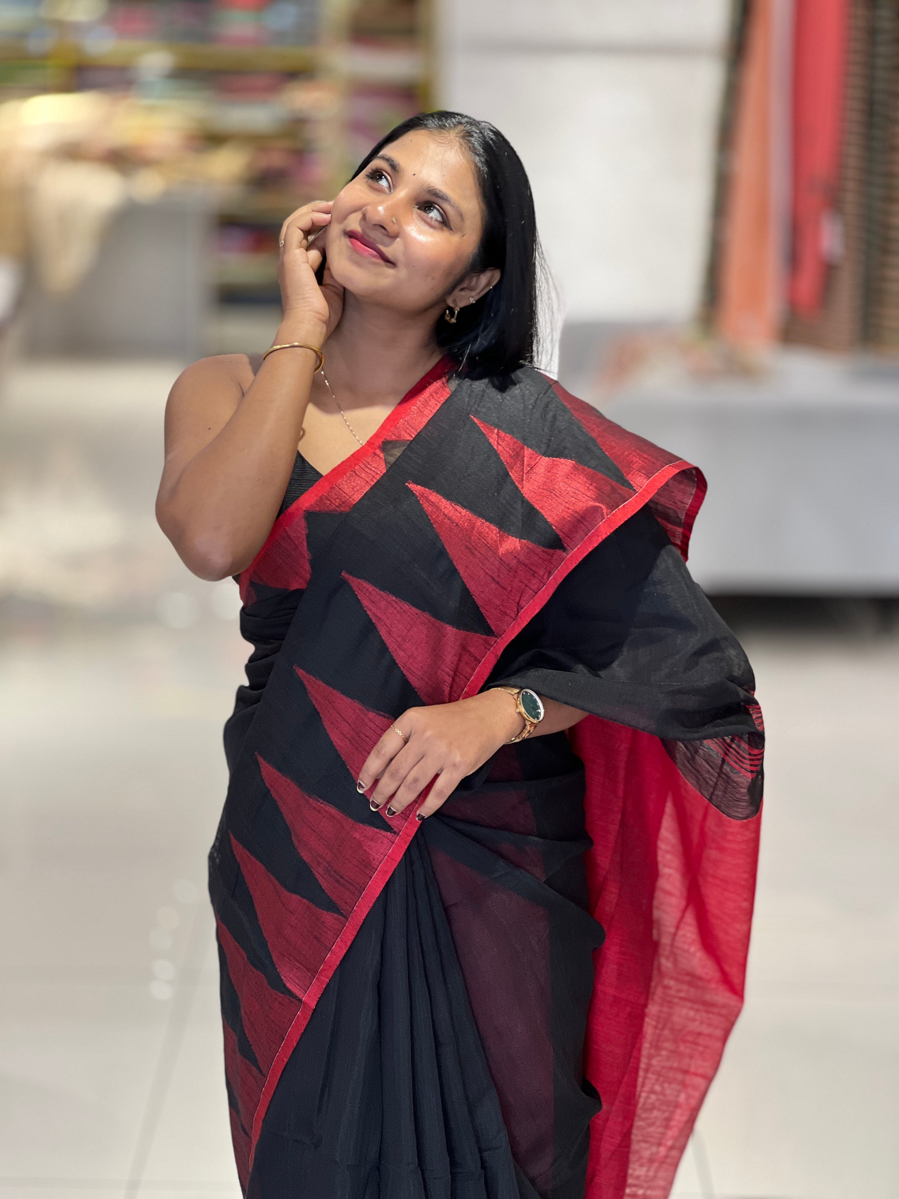 Traditional Temple Border Design Semi Silk Saree | RP388