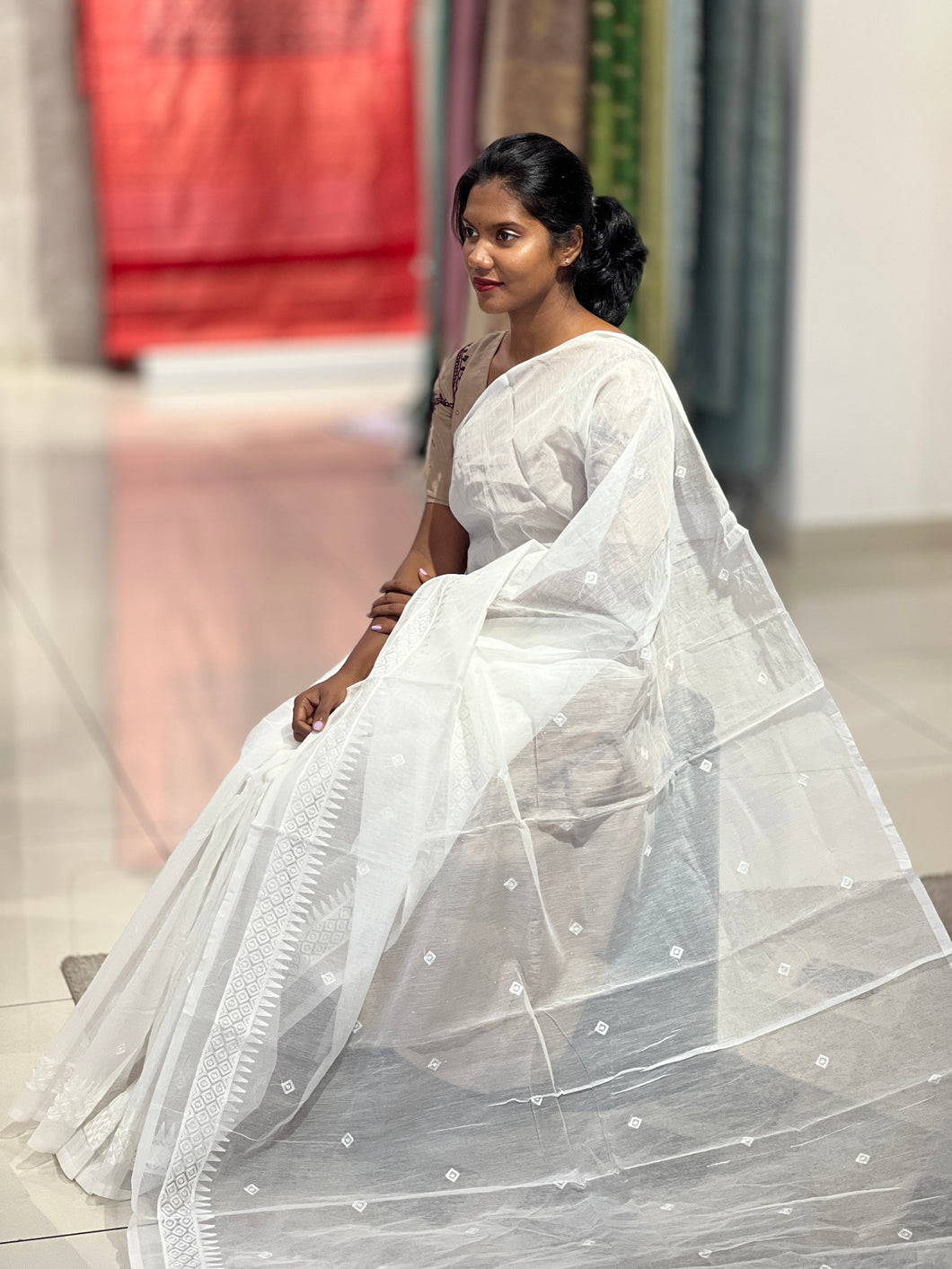 Machine Embroidery Detailed Kota Saree | VNC204