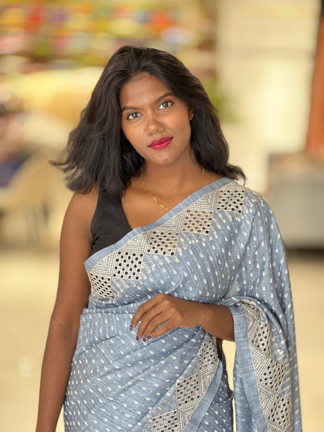 Cutwork Border Patterned Semi Tussar Saree | SSN400
