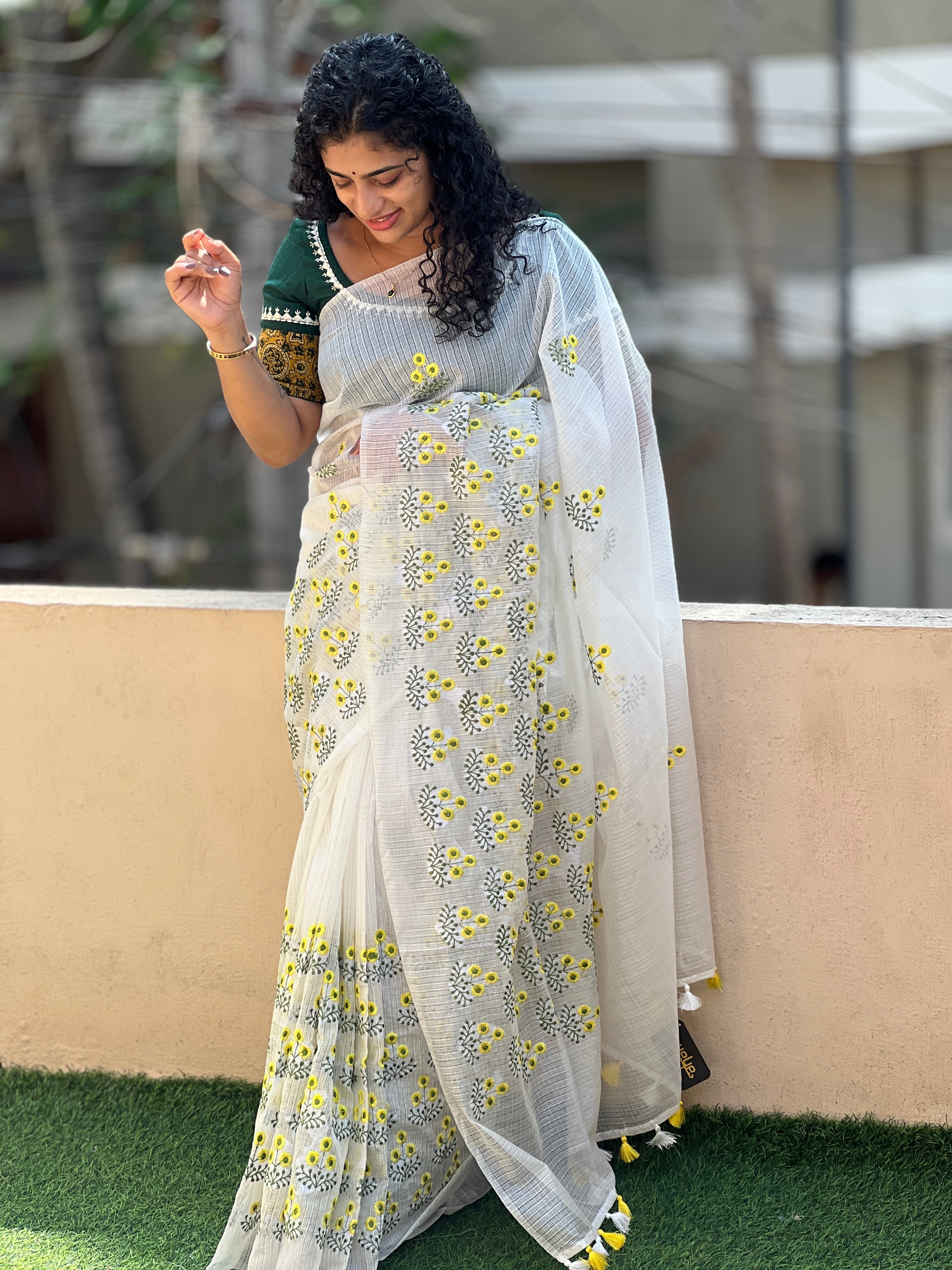 White Color Embroidered Silky Kota Saree | NHH224