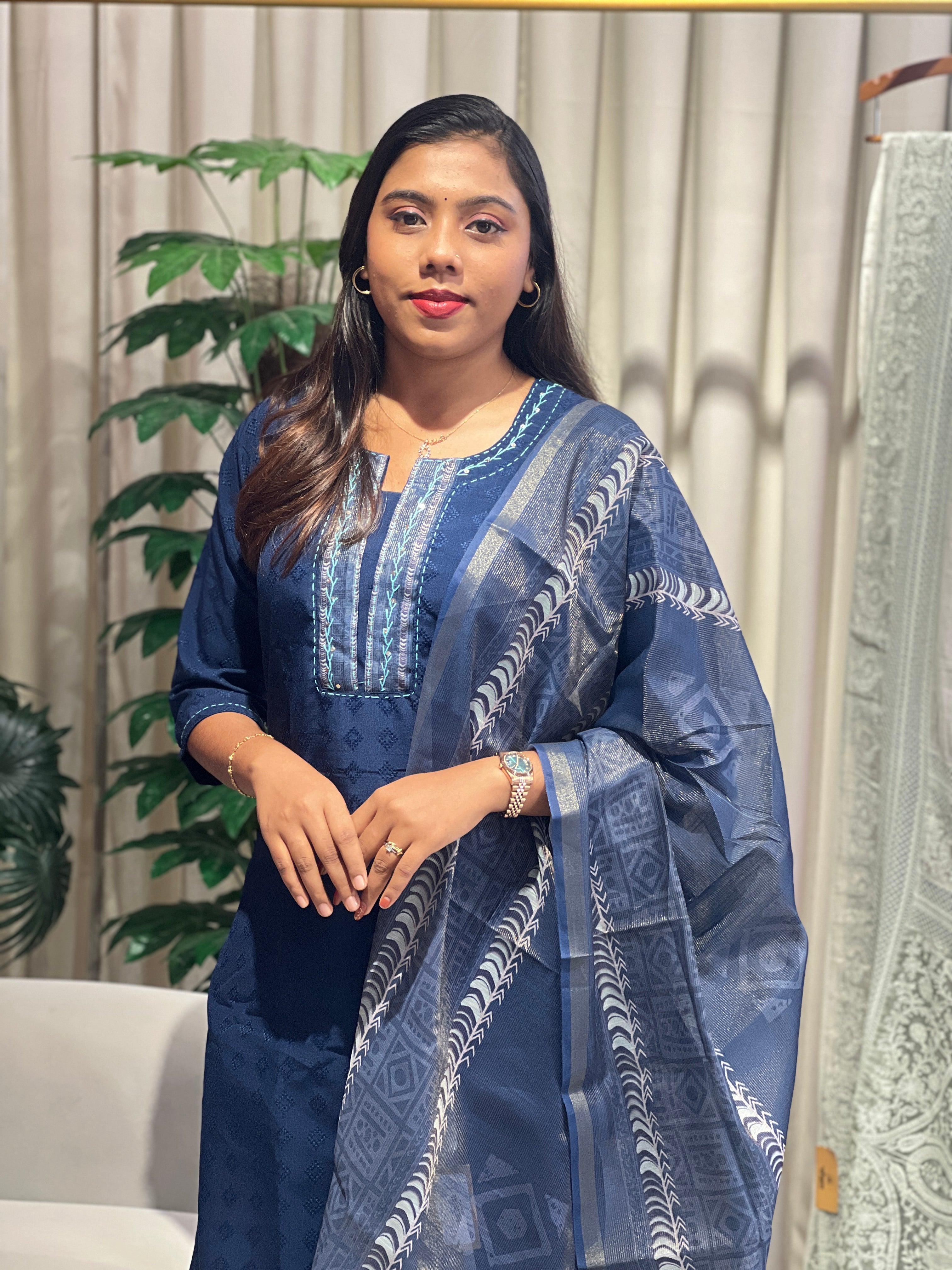 Geometric Pattern Semi Silk Kurta Set | KKR106