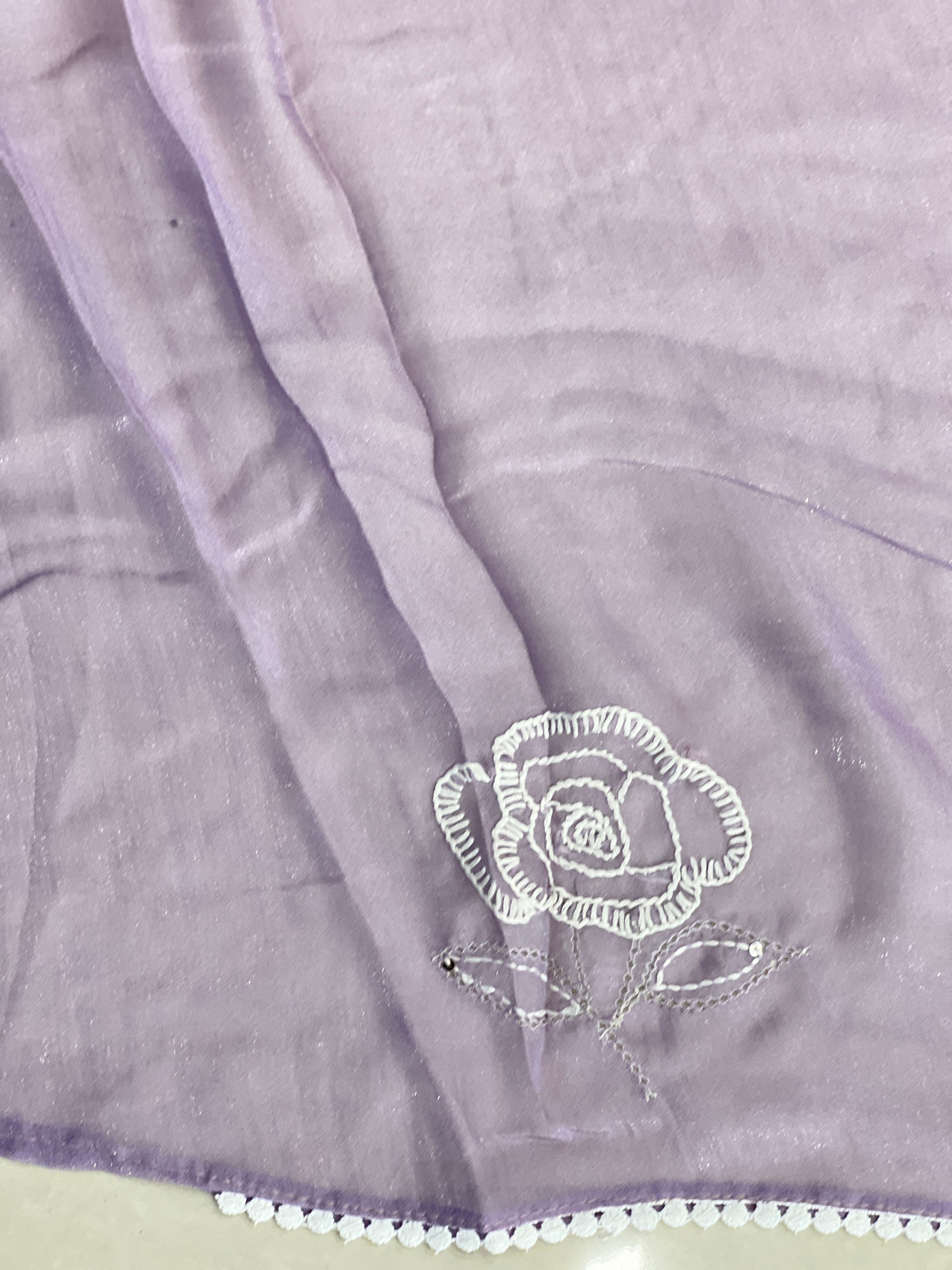 Floral Hand Embroidered Shimmer Georgette Saree | BLD1257