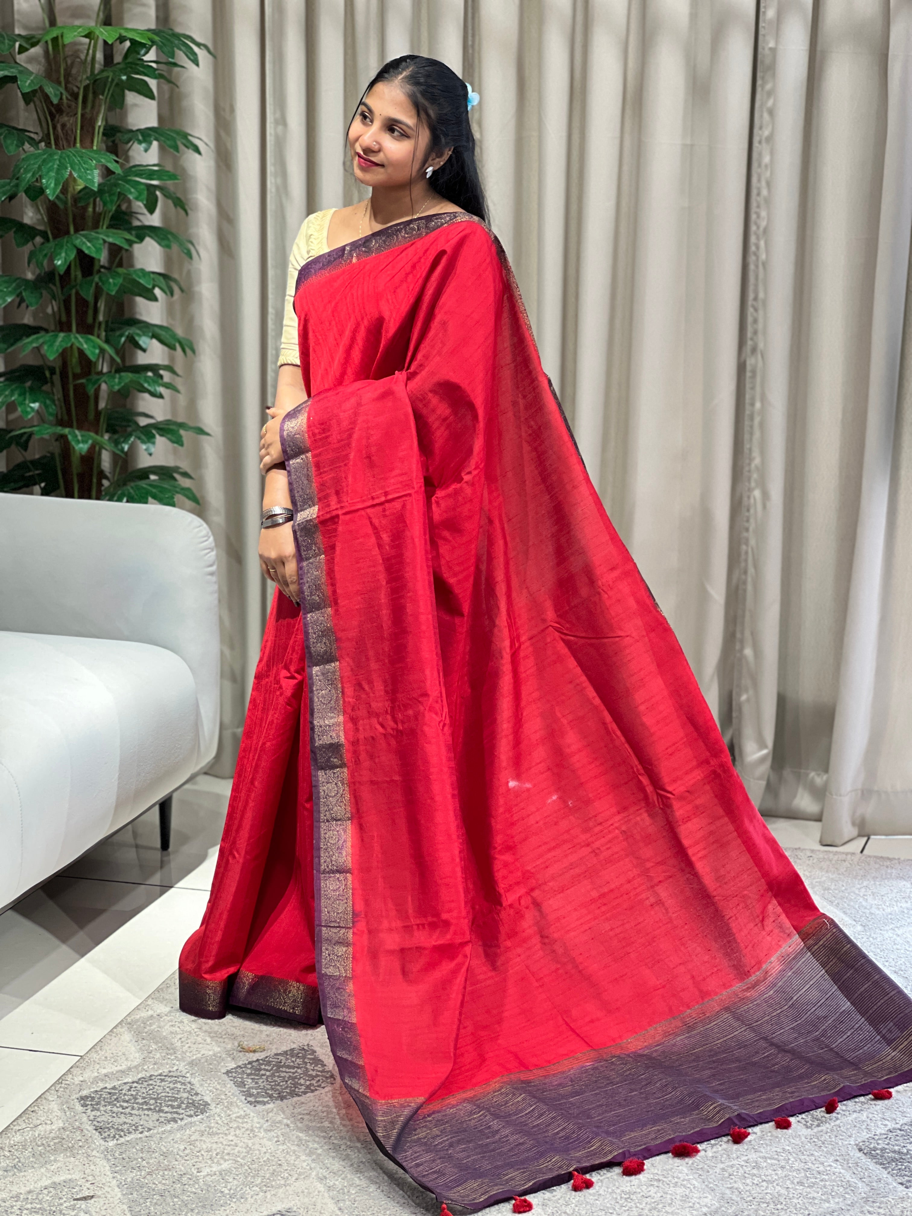 Zari Detailed Cotton Silk Saree | YNG995