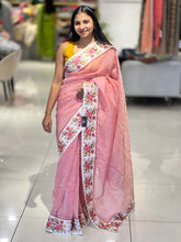 Mukaish Work Detailed Crushed Organza Saree | SUN572