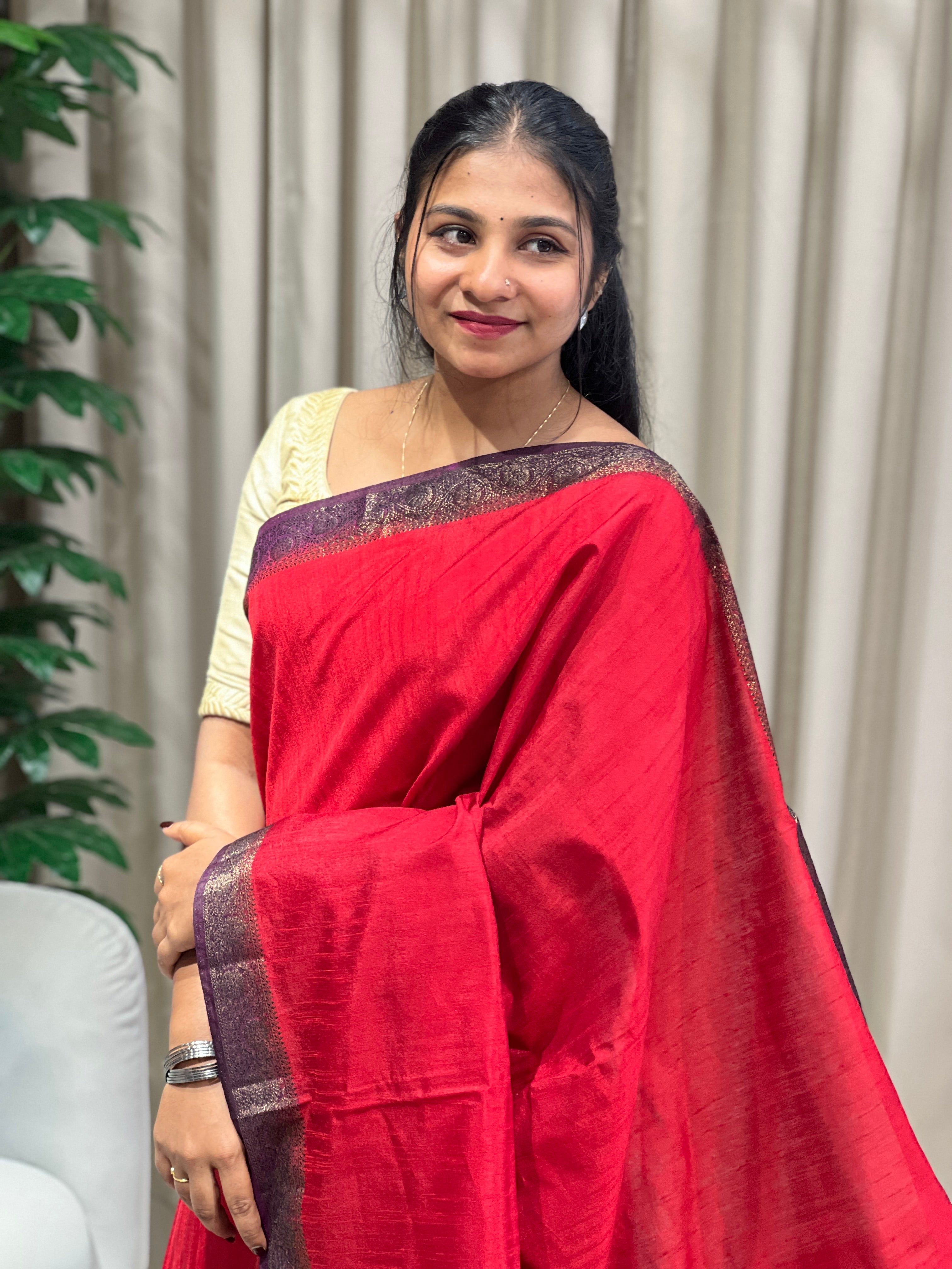 Zari Detailed Cotton Silk Saree | YNG995