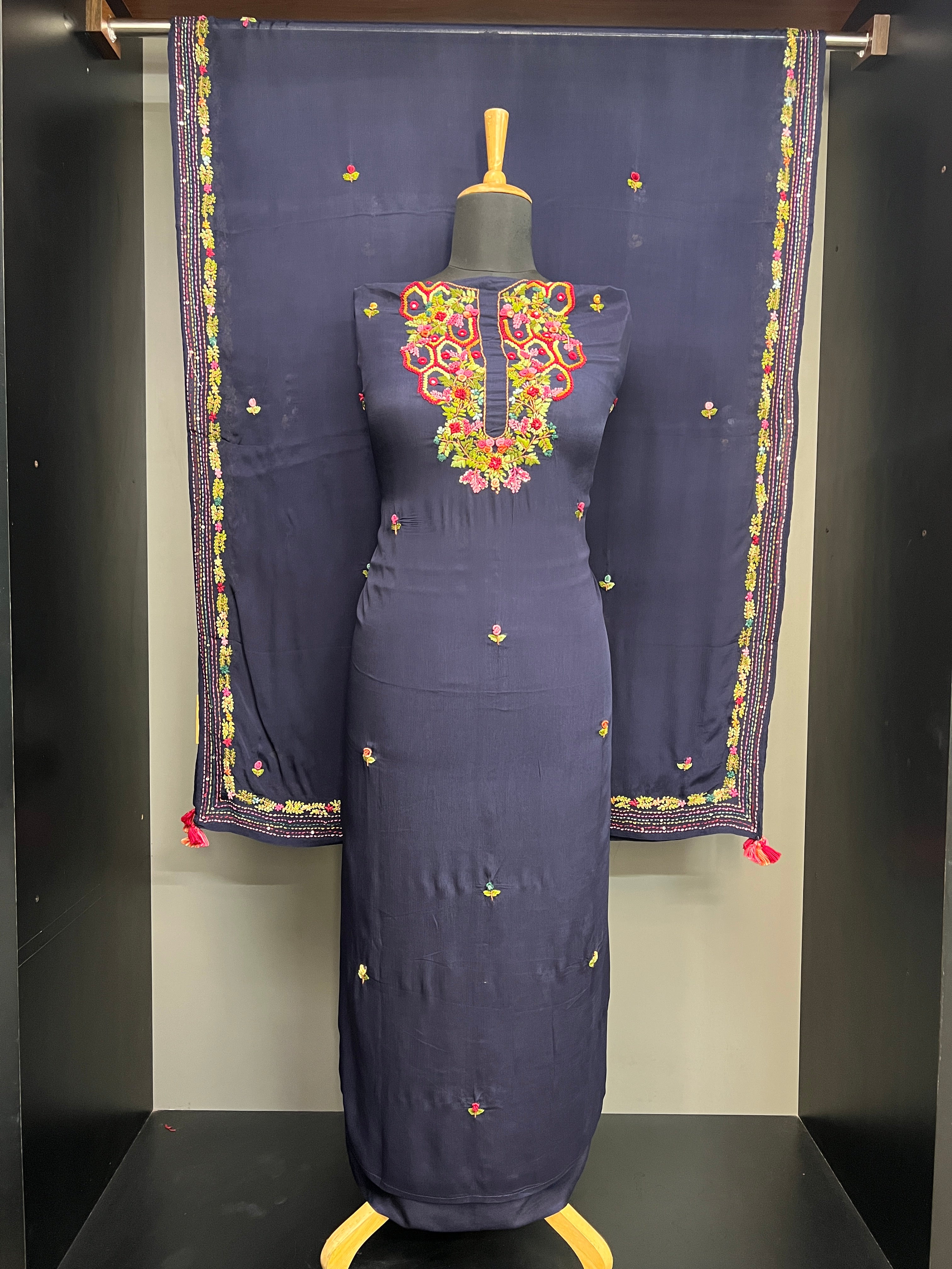 Hand Embroidery Detailed Crushed Georgette Salwar Set | JVR126