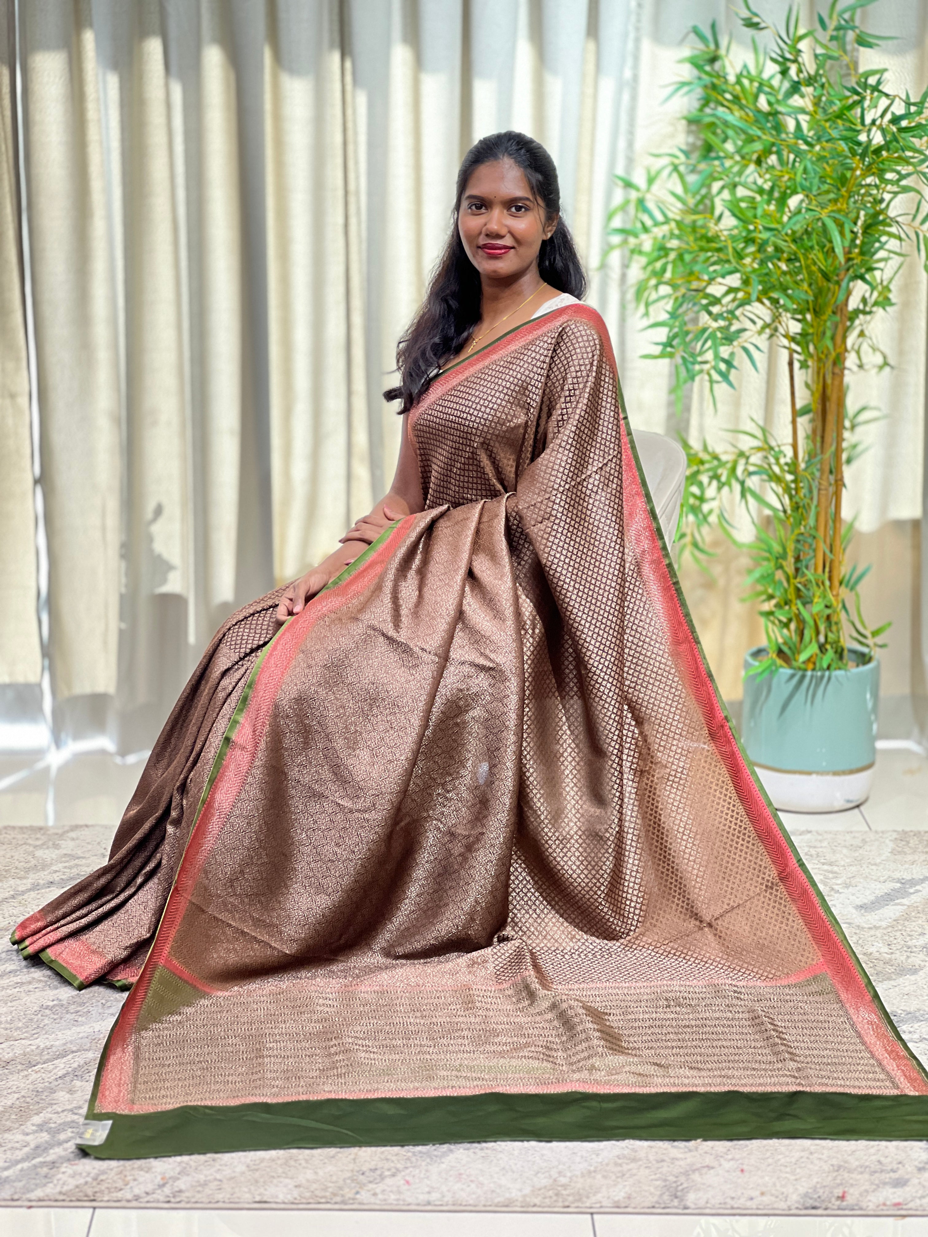 Floral Pattern Rangat Bordered Georgette Saree | MB190