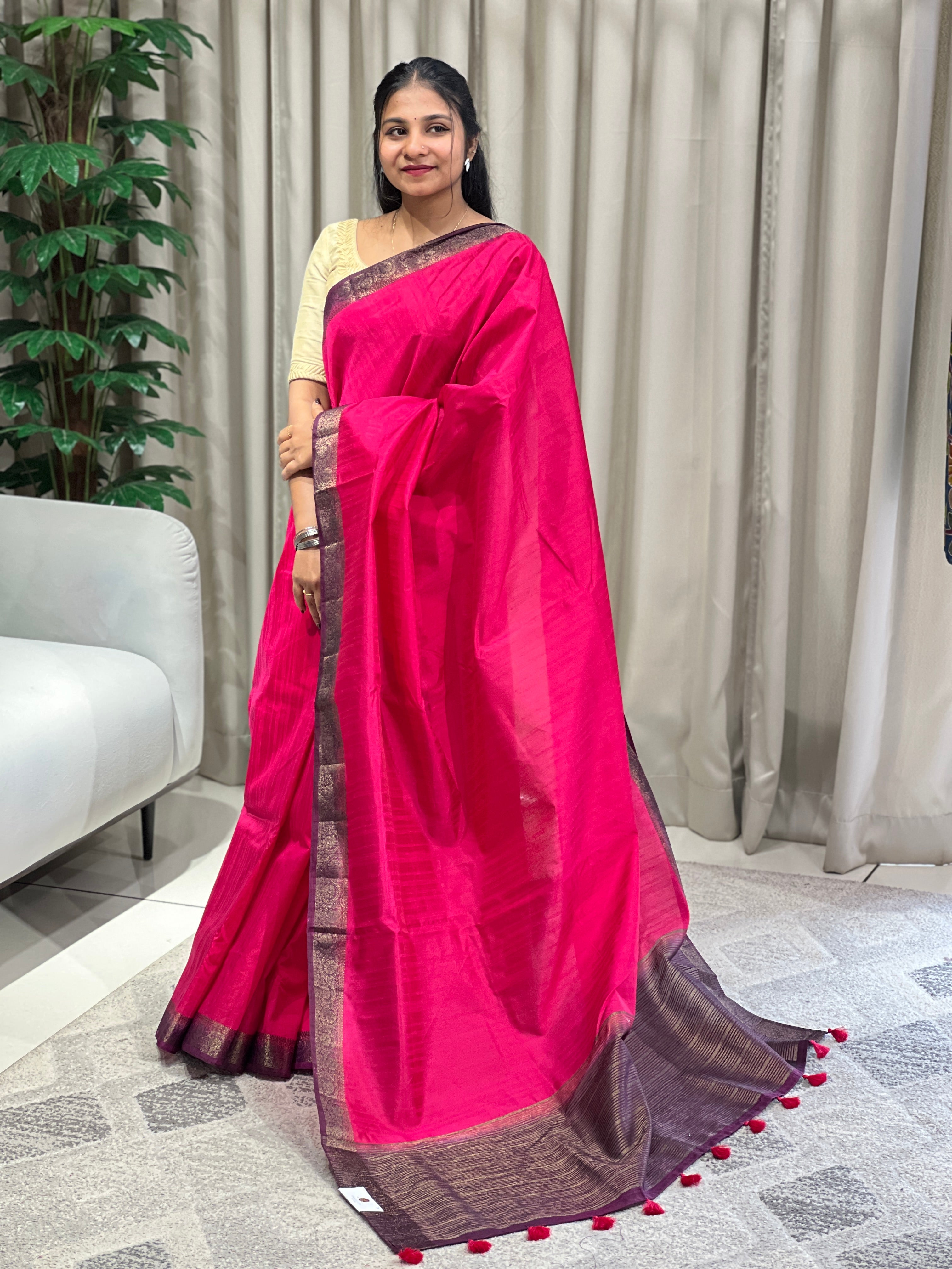 Zari Detailed Cotton Silk Saree | YNG994