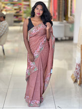 Machine Embroidered Crushed Organza Saree | SUN560