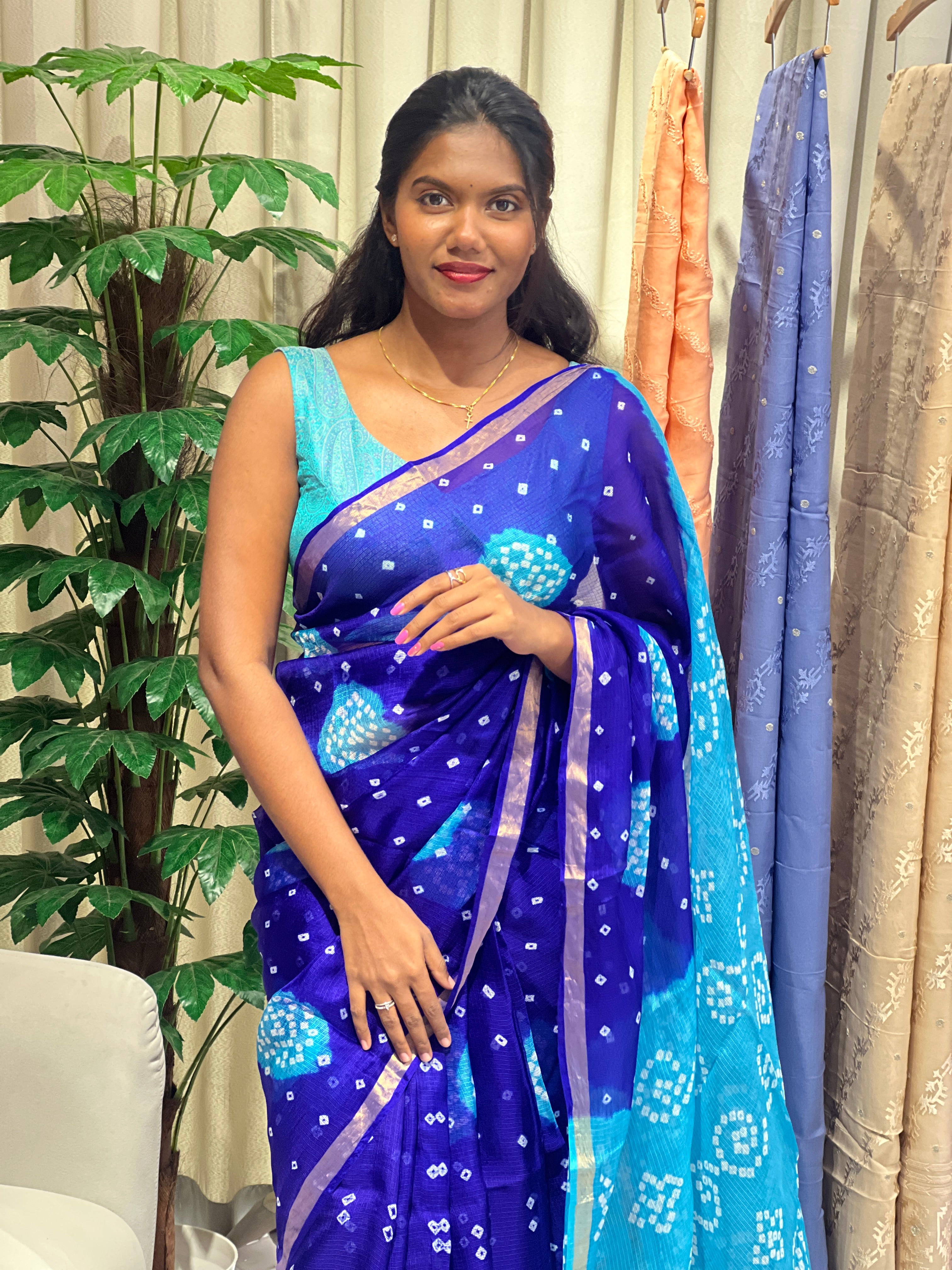 Lehar Pattern Tie & Dye Silky Kota Saree | MSB148