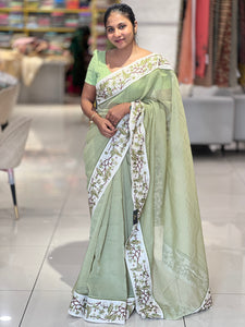 Mukaish Work Detailed Crushed Organza Saree | SUN570