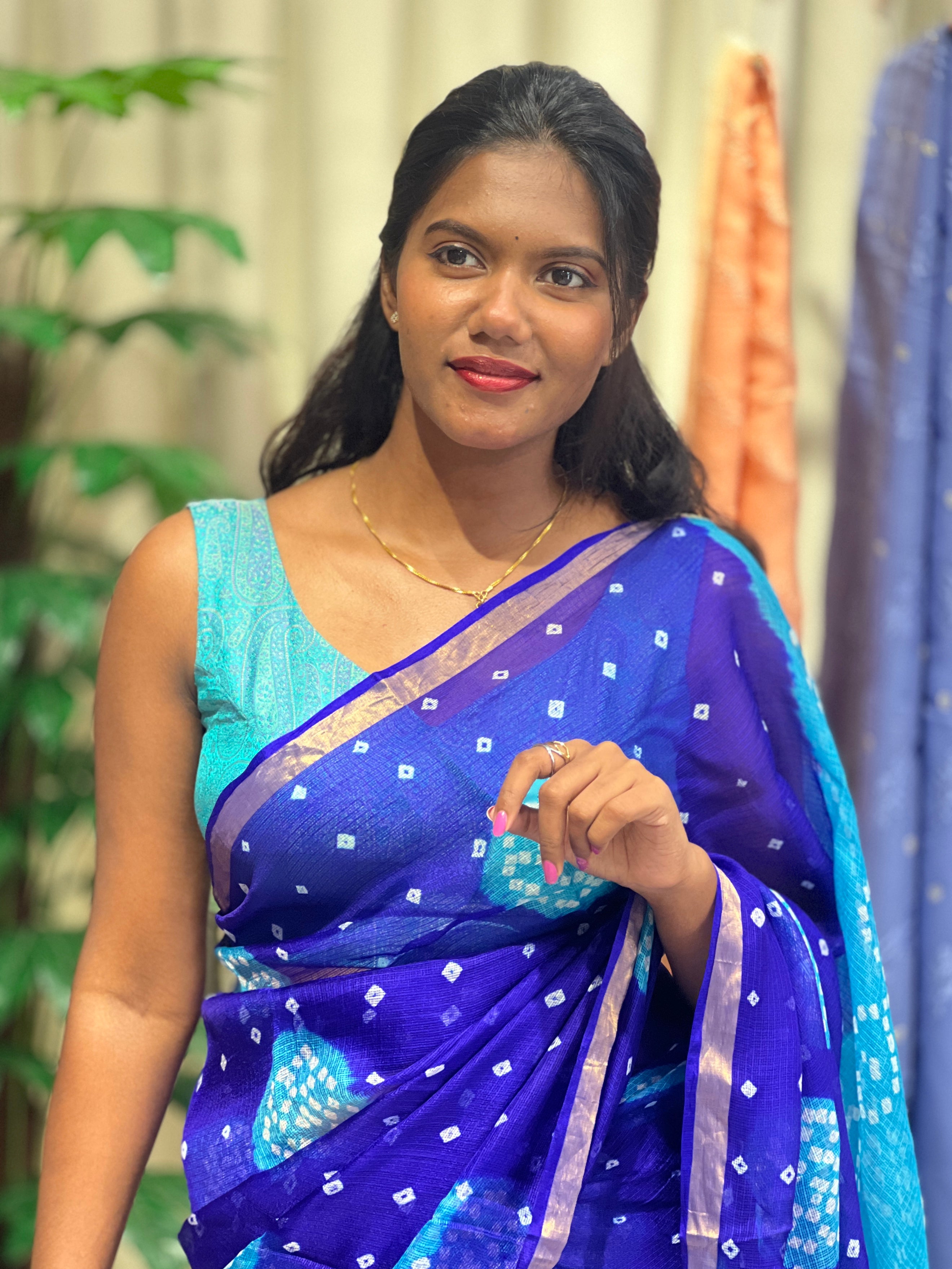 Lehar Pattern Tie & Dye Silky Kota Saree | MSB148