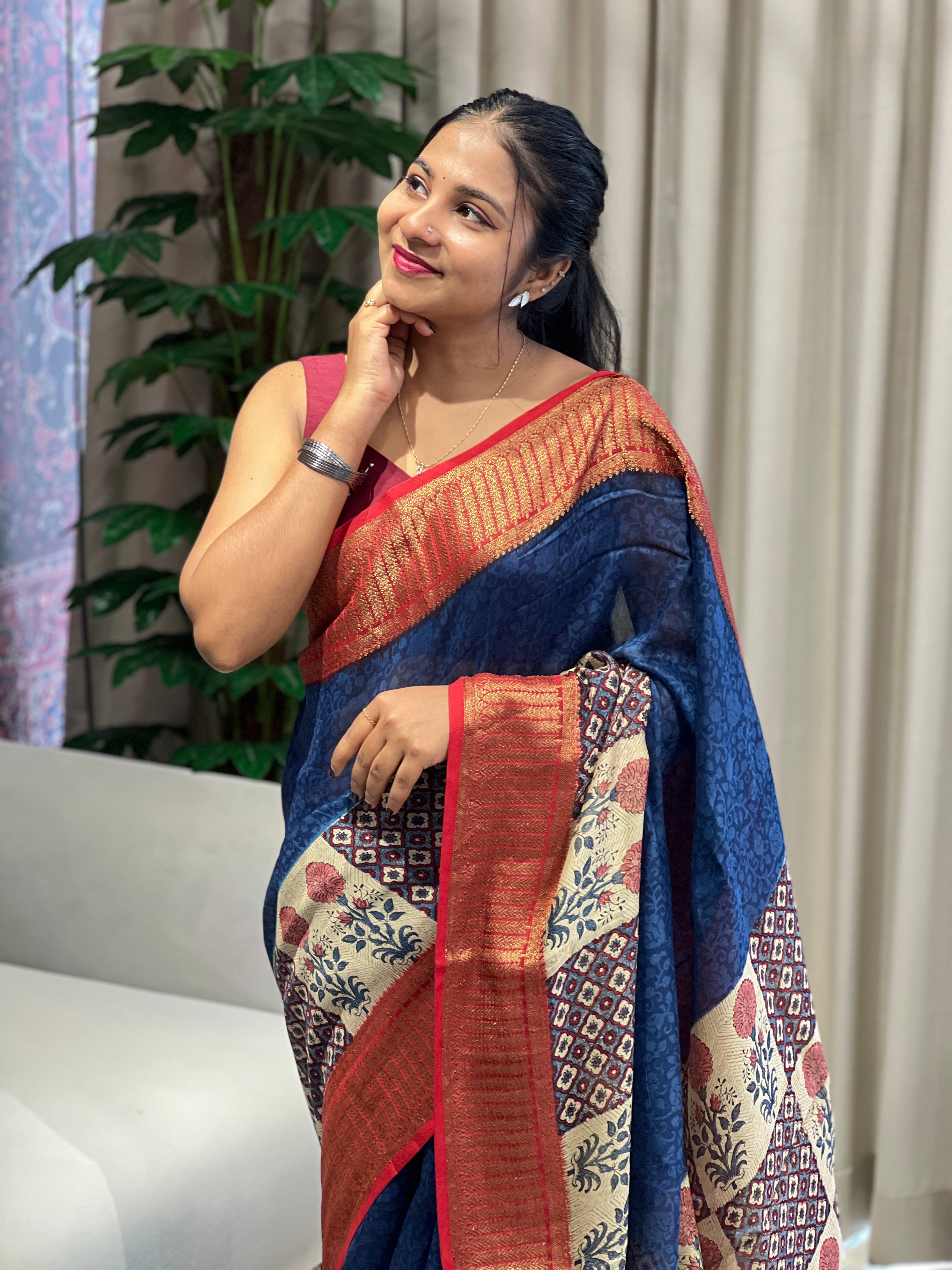 Screen Printed Chanderi Saree | RGD784