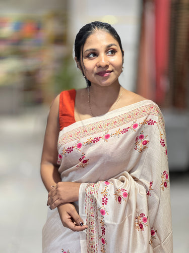 Floral Digital Printed Semi Tussar Saree | SSN349
