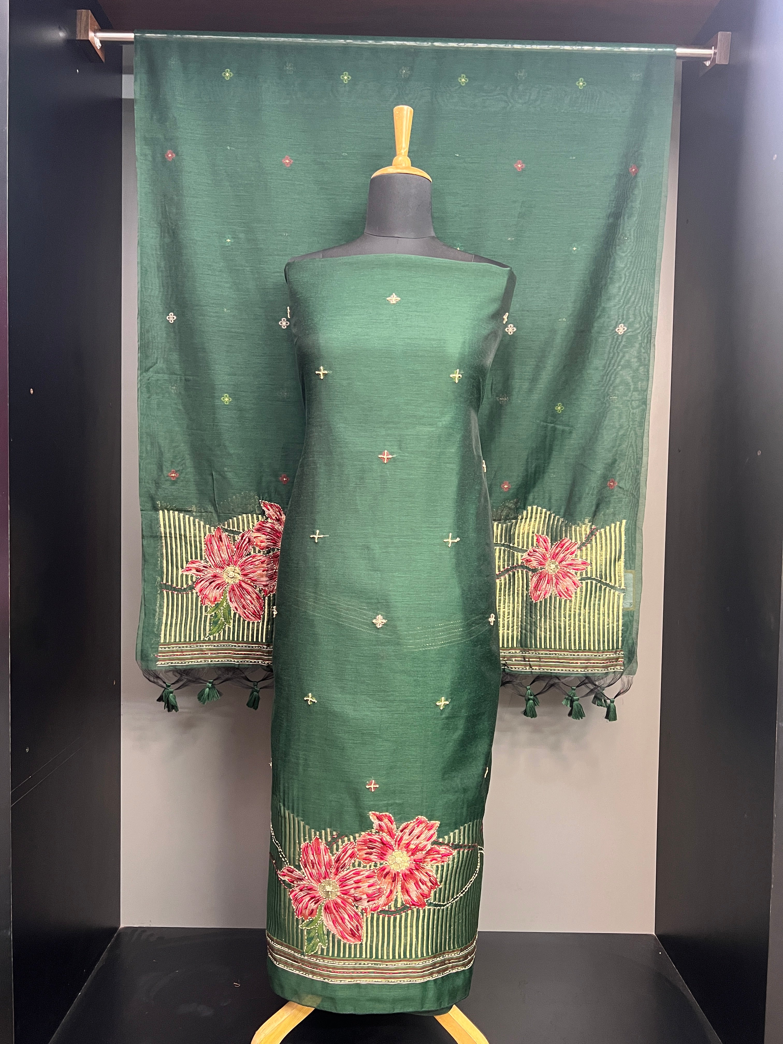 Jamdani Weaved Chanderi Salwar Set | JVR157