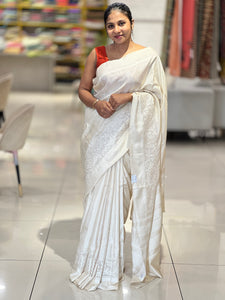 Cutwork Detailed Semi Tussar Saree | GAR157