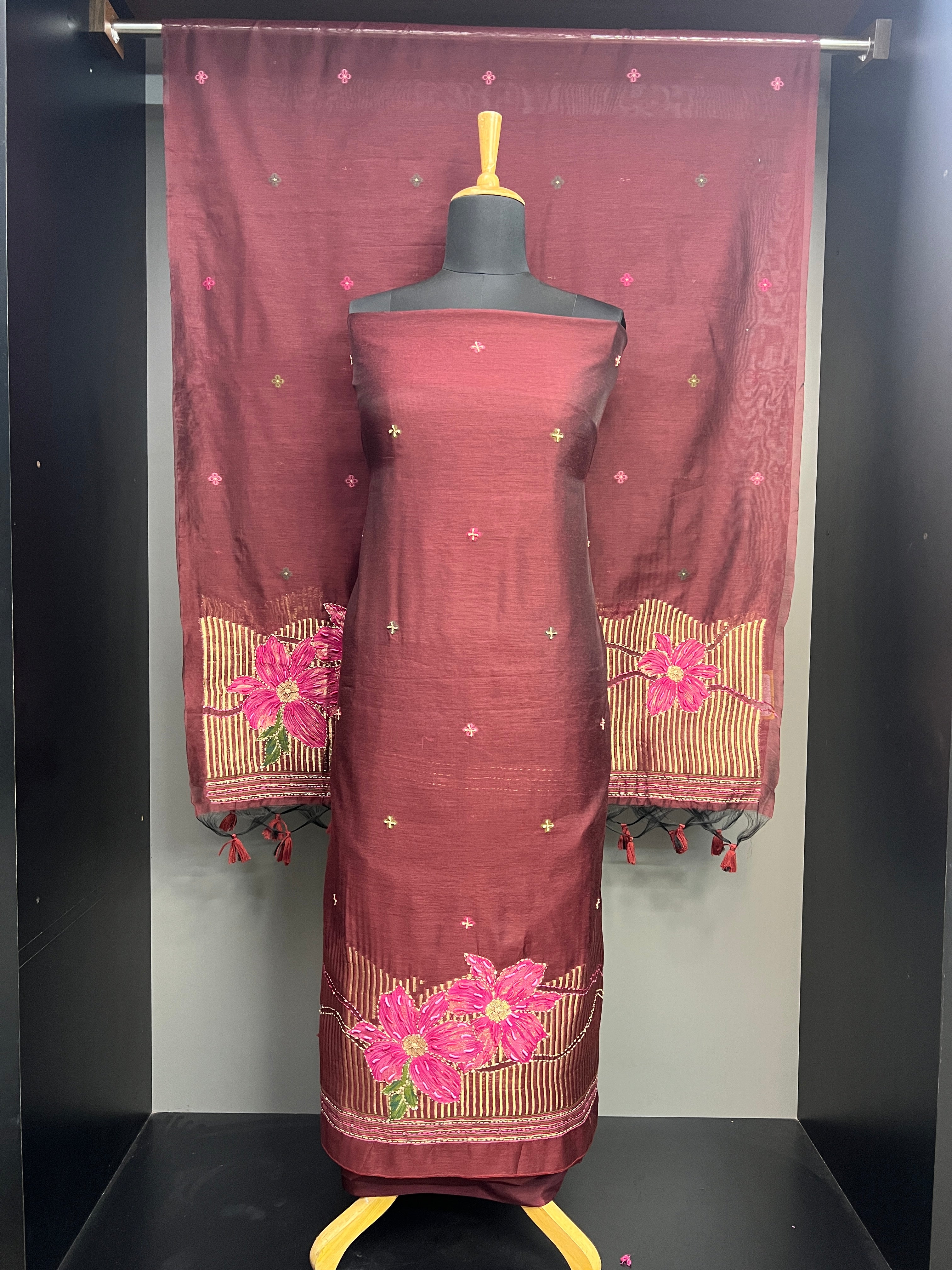 Jamdani Weaved Chanderi Salwar Set | JVR156