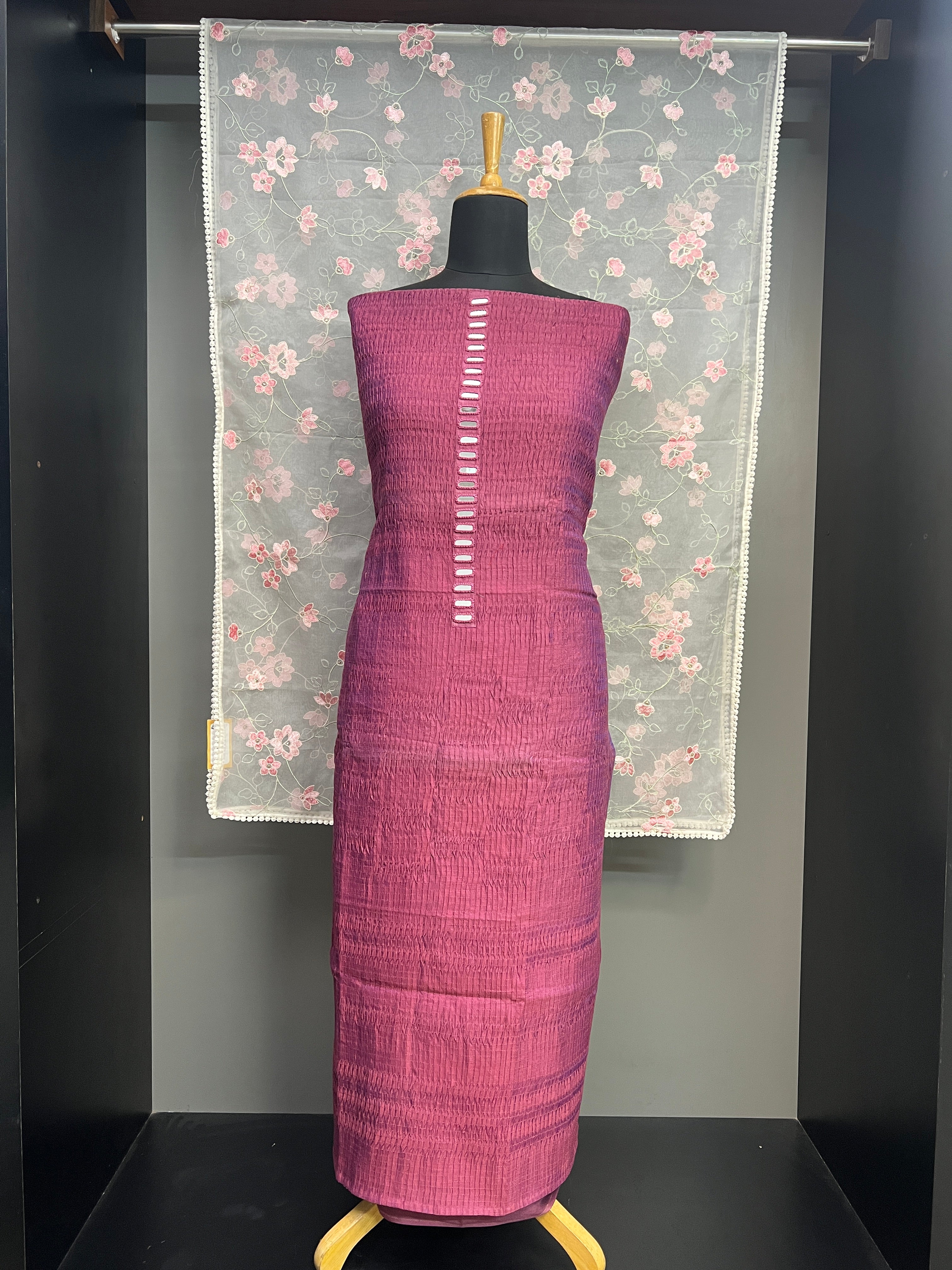 Embroidery Detailed Chanderi Salwar Set | JVR154