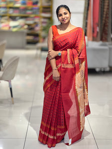 Printed Floral Detailed Cotton Saree | SFA107
