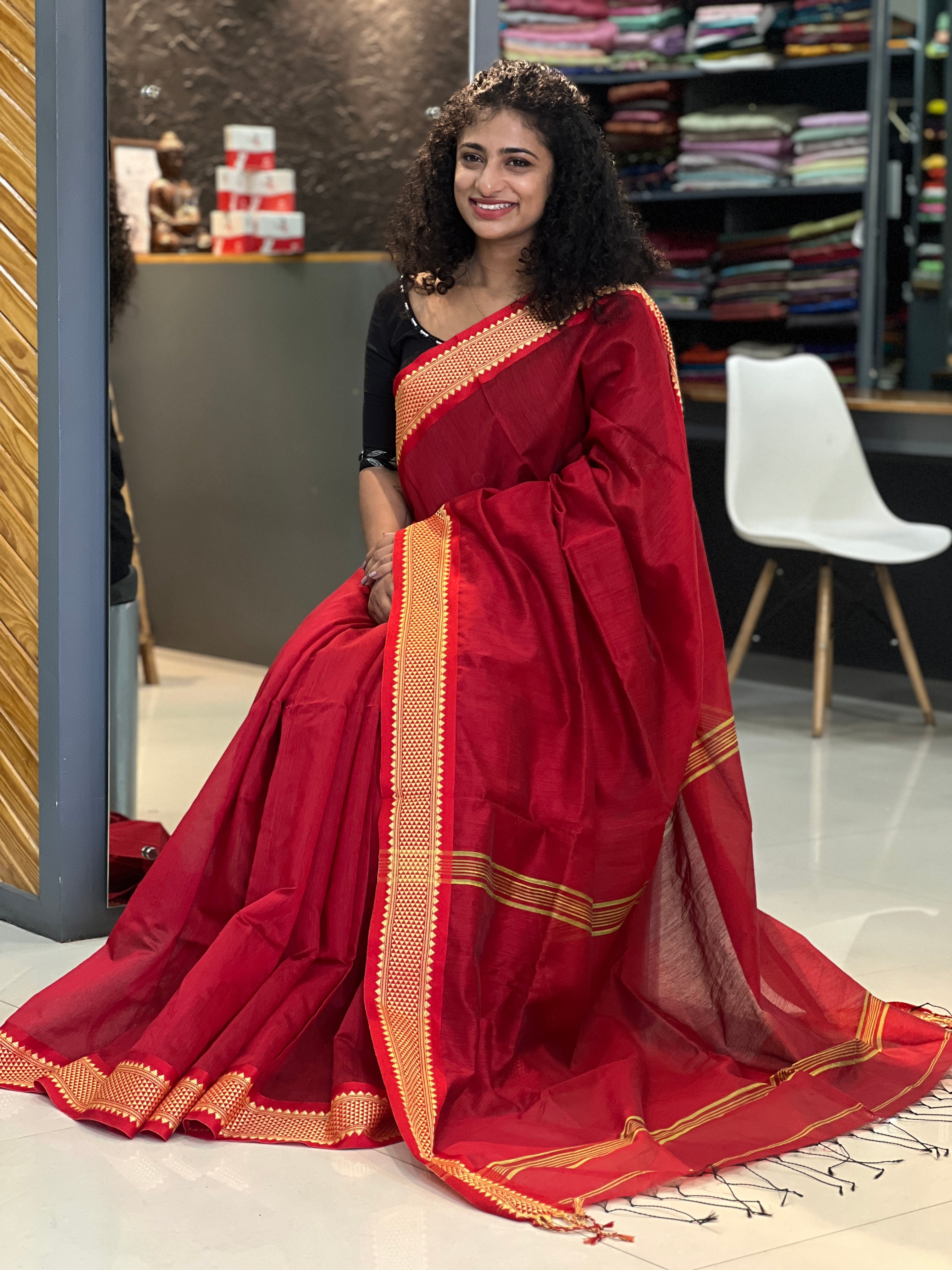 Geometrical Border Pattern  Cotton Blended Saree | RP443