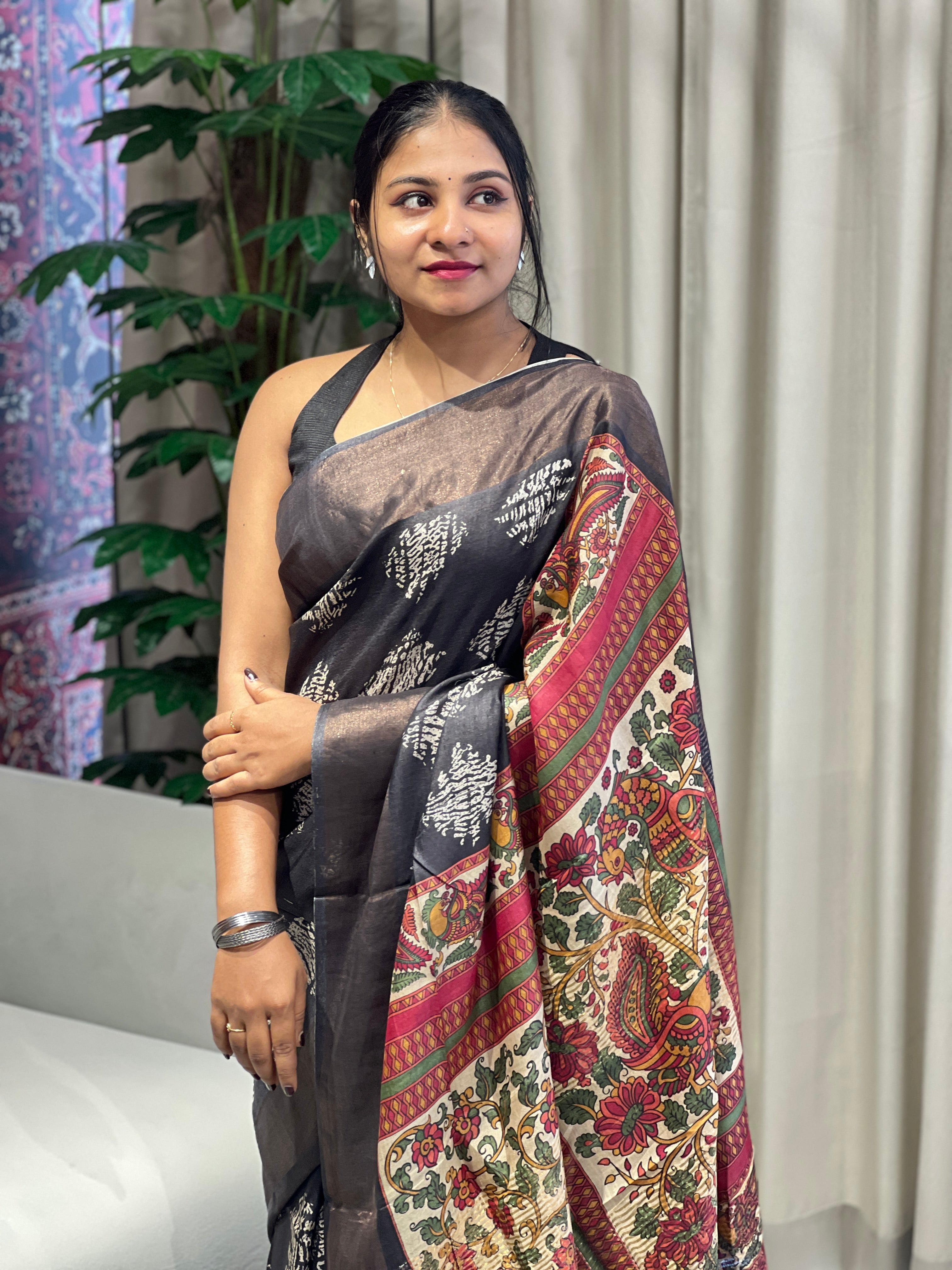 Kalamkari Inspired Print Detailed Pure Tussar Saree | RGD768