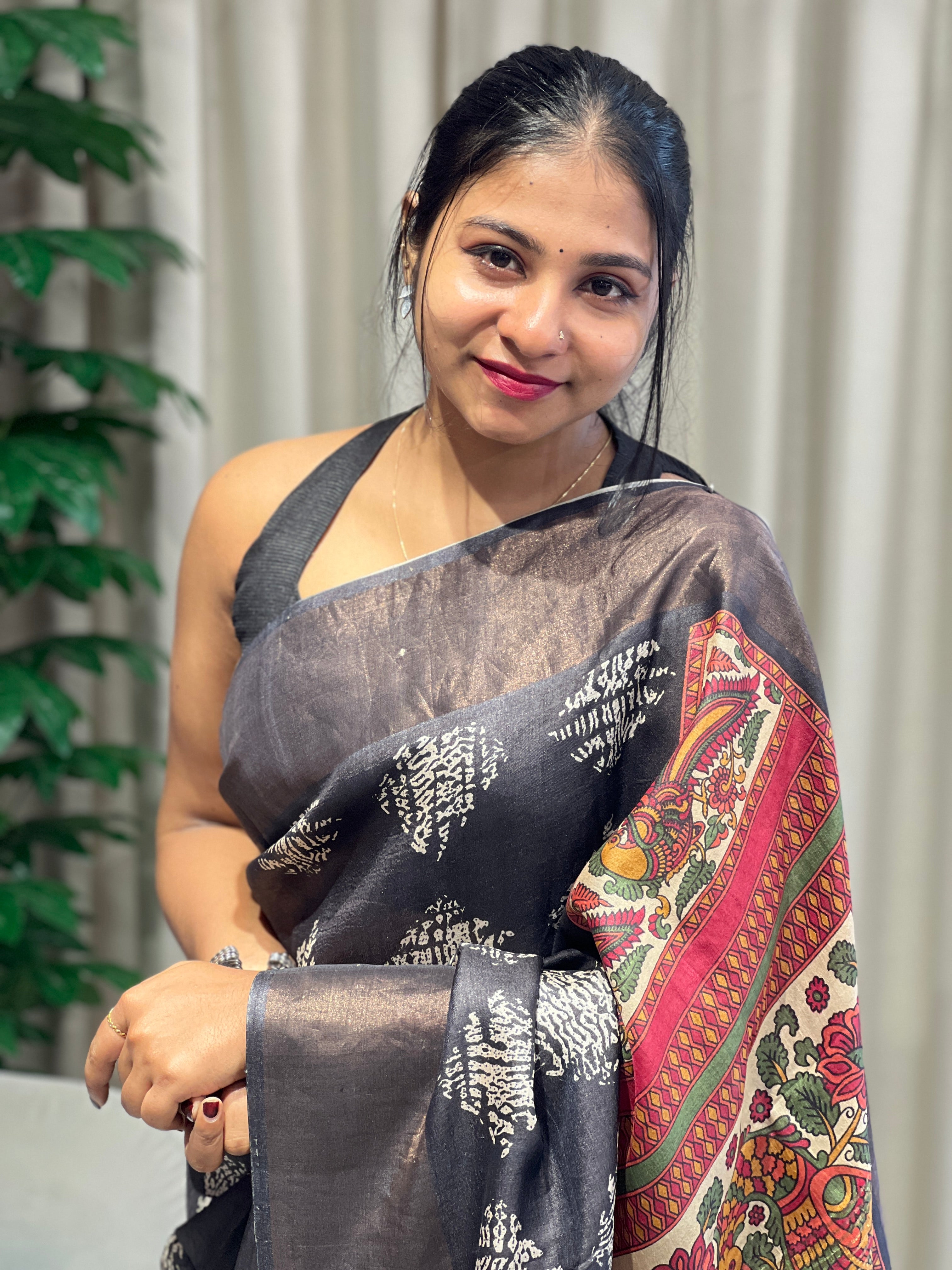 Kalamkari Inspired Print Detailed Pure Tussar Saree | RGD768