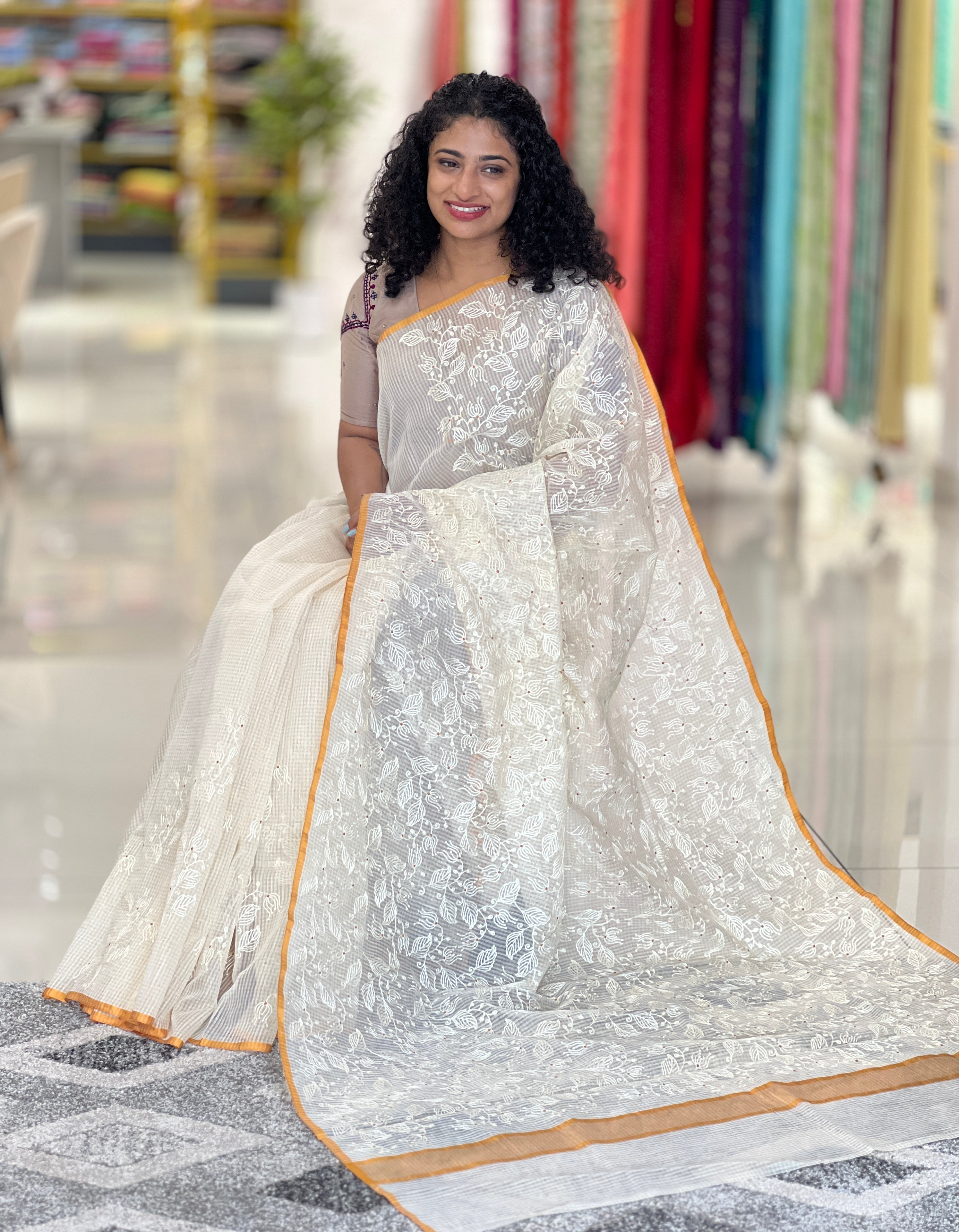 Floral Embroidery Organza Saree | BLD435