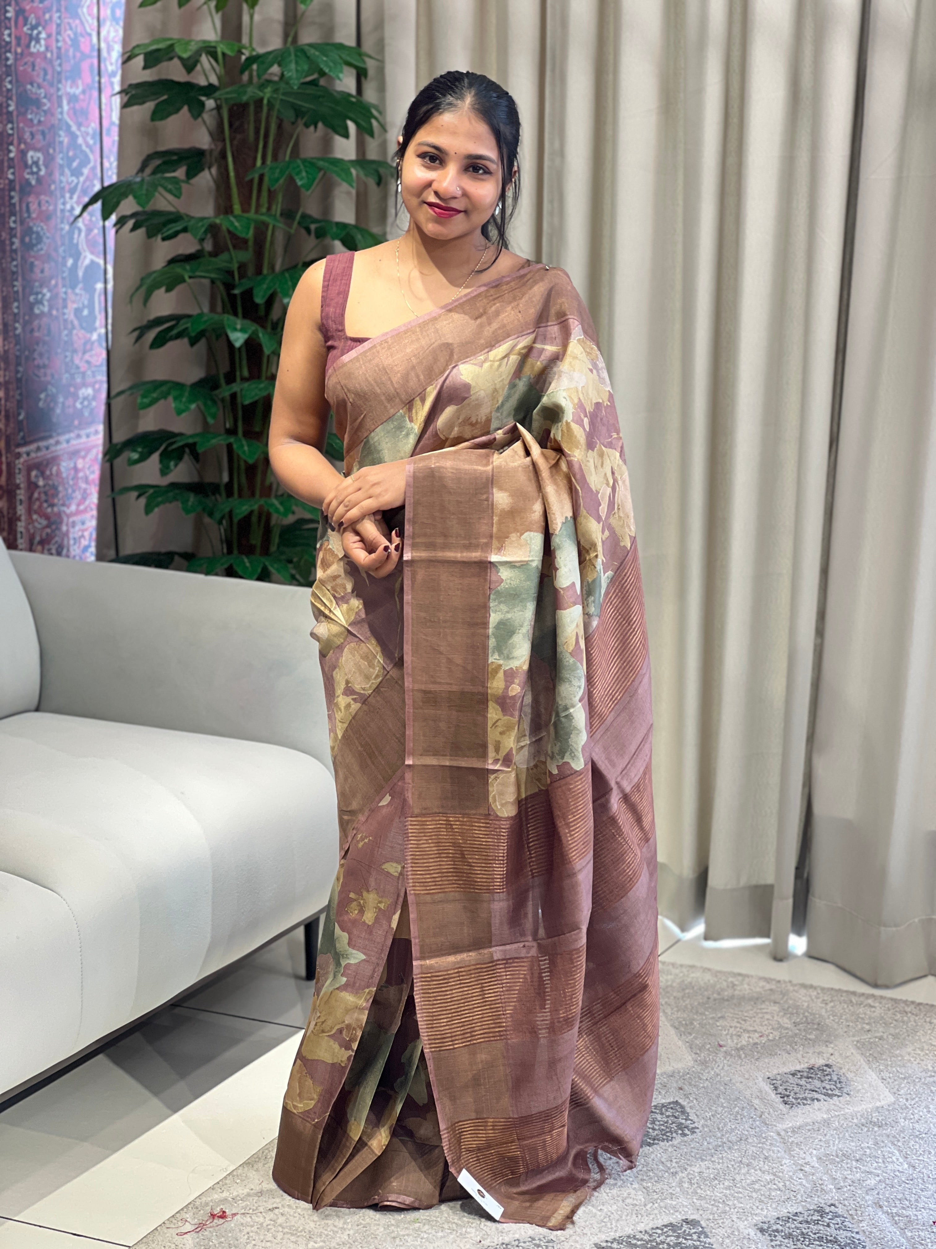 Abstract Printed Pure Tussar Saree | RGD772