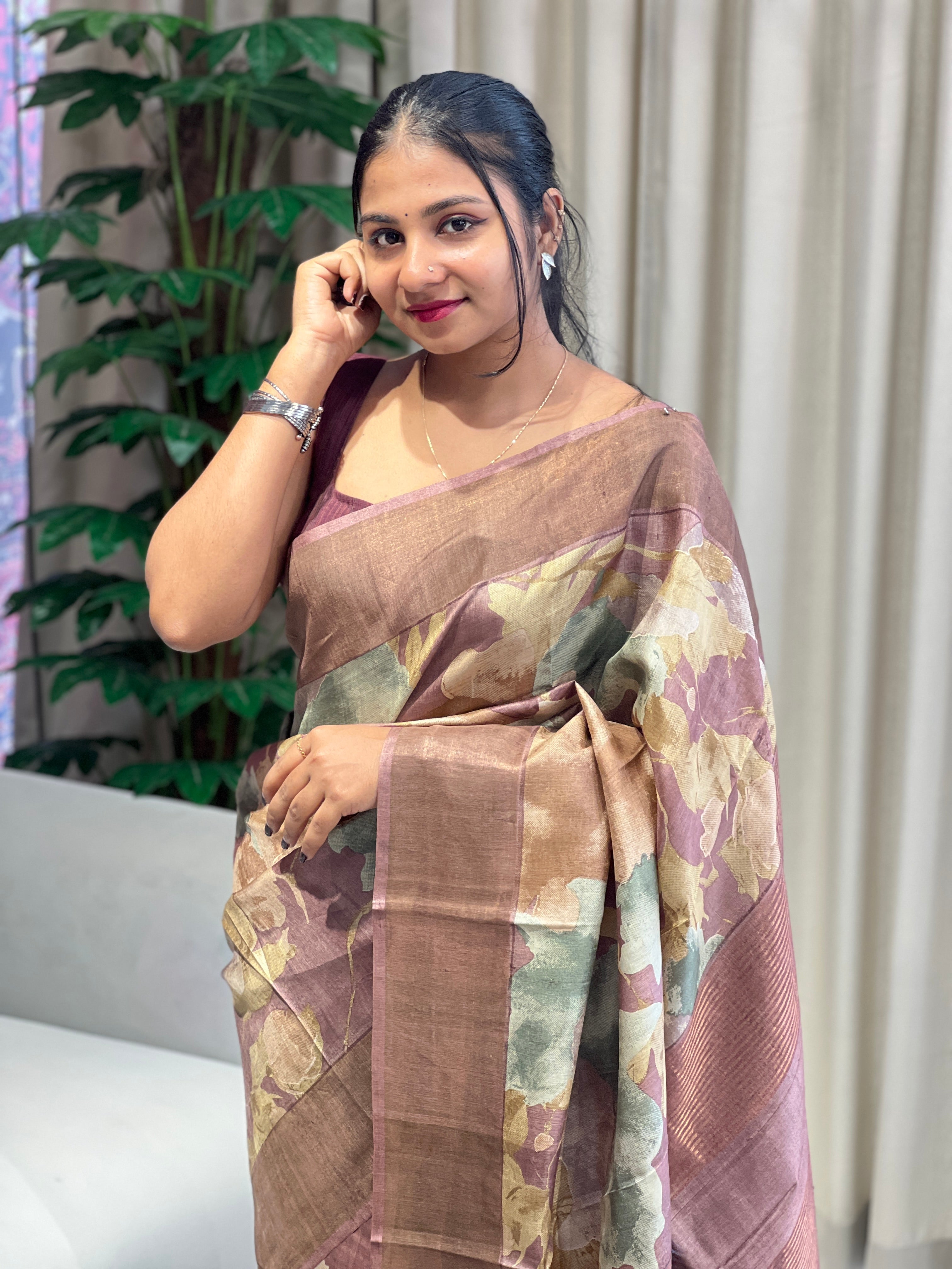 Abstract Printed Pure Tussar Saree | RGD772